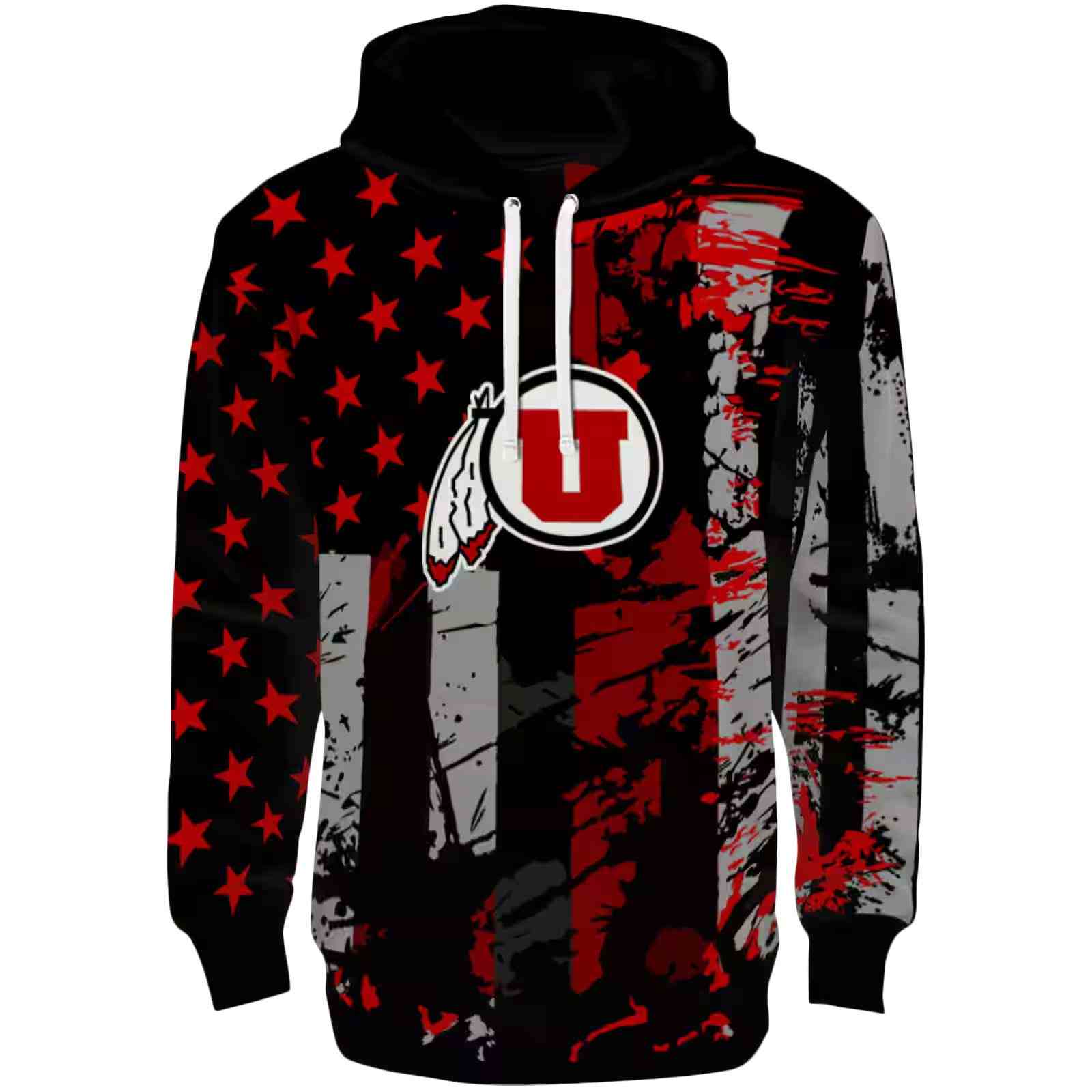 Personalized Utah Utes Distressed Flag Red Black Hoodie