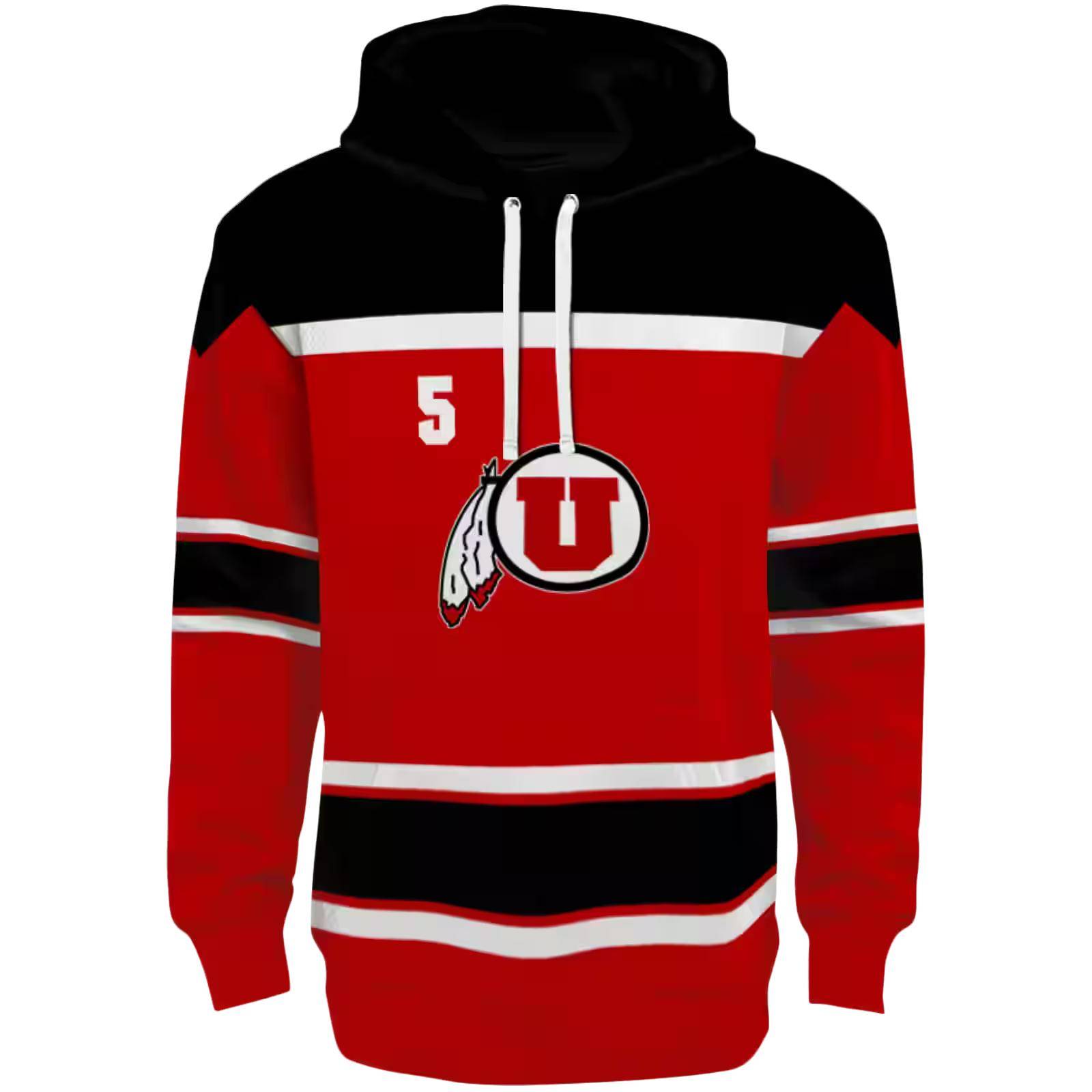 Personalized Utah Utes Striped Pattern Red Hoodie