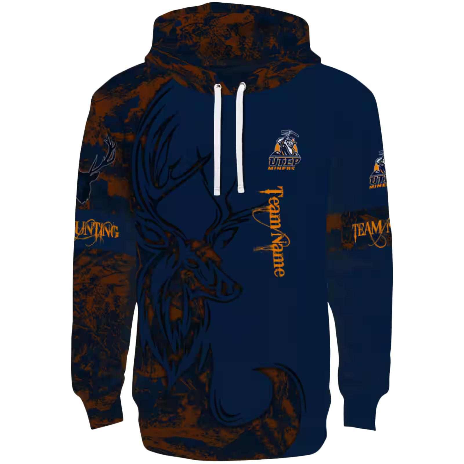 Personalized UTEP Miners Deer Silhouette Blue Hoodie
