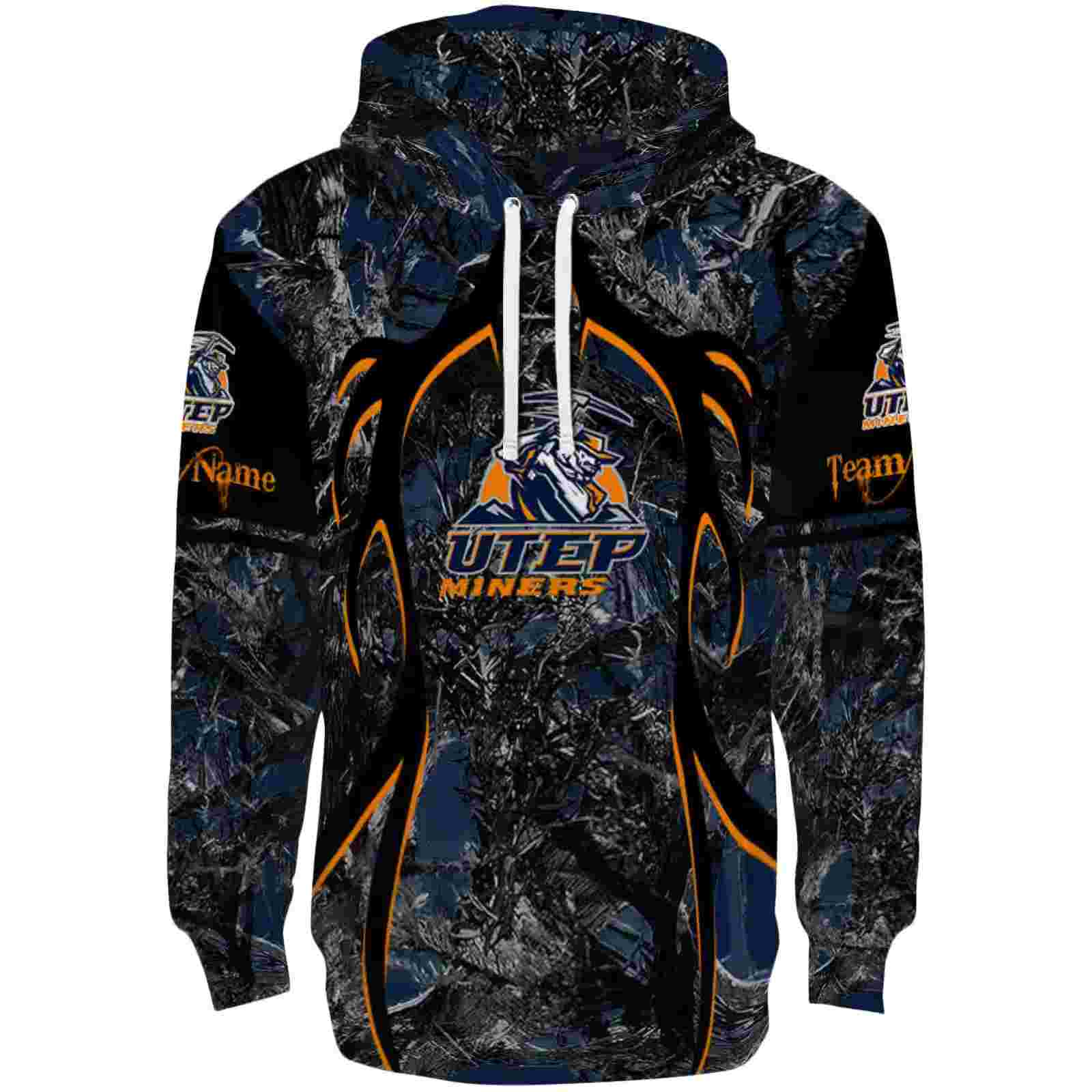 Personalized UTEP Miners Hunting Theme Blue Black Hoodie