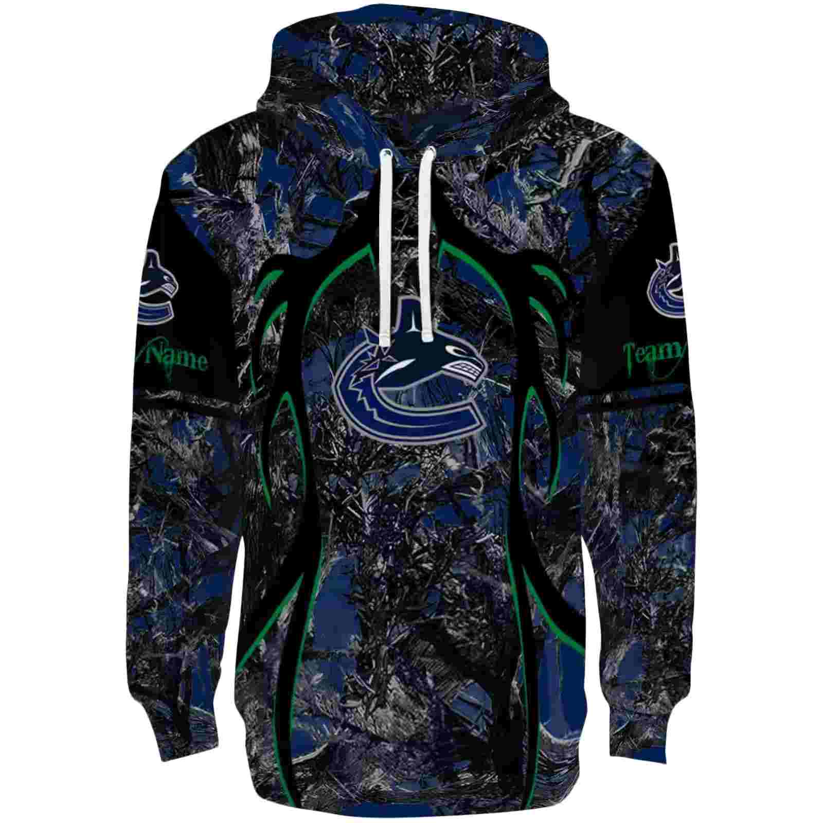 Personalized Vancouver Canucks Hunting Theme Blue Black Hoodie