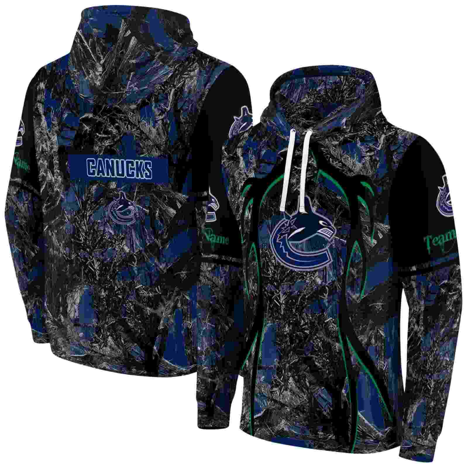 personalized vancouver canucks hunting theme blue black hoodie fashion forward