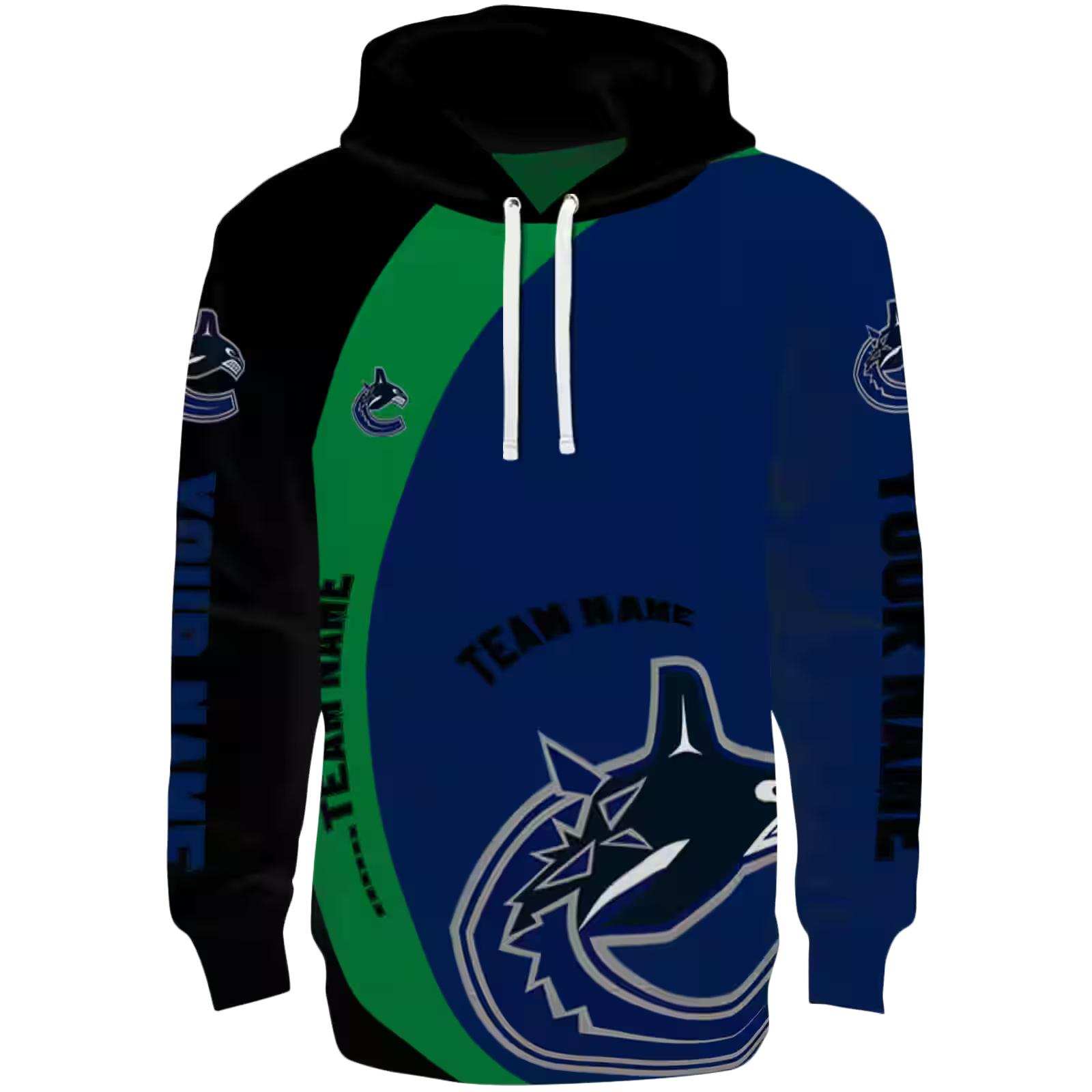 Personalized Vancouver Canucks Minimalist Design Blue Black Hoodie