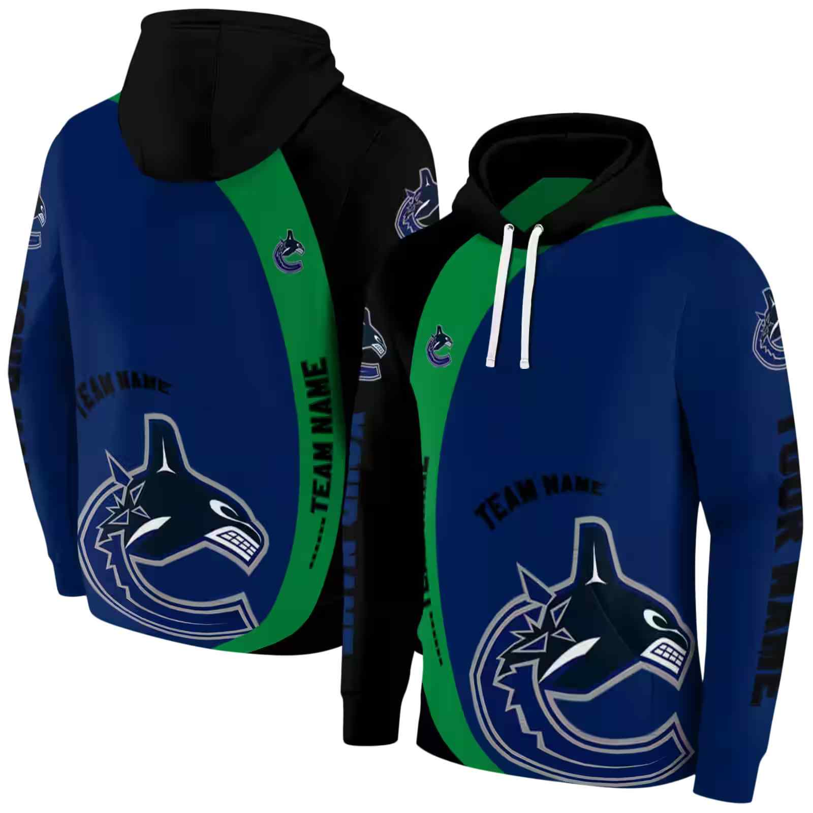 personalized vancouver canucks minimalist design blue black hoodie fashion forward