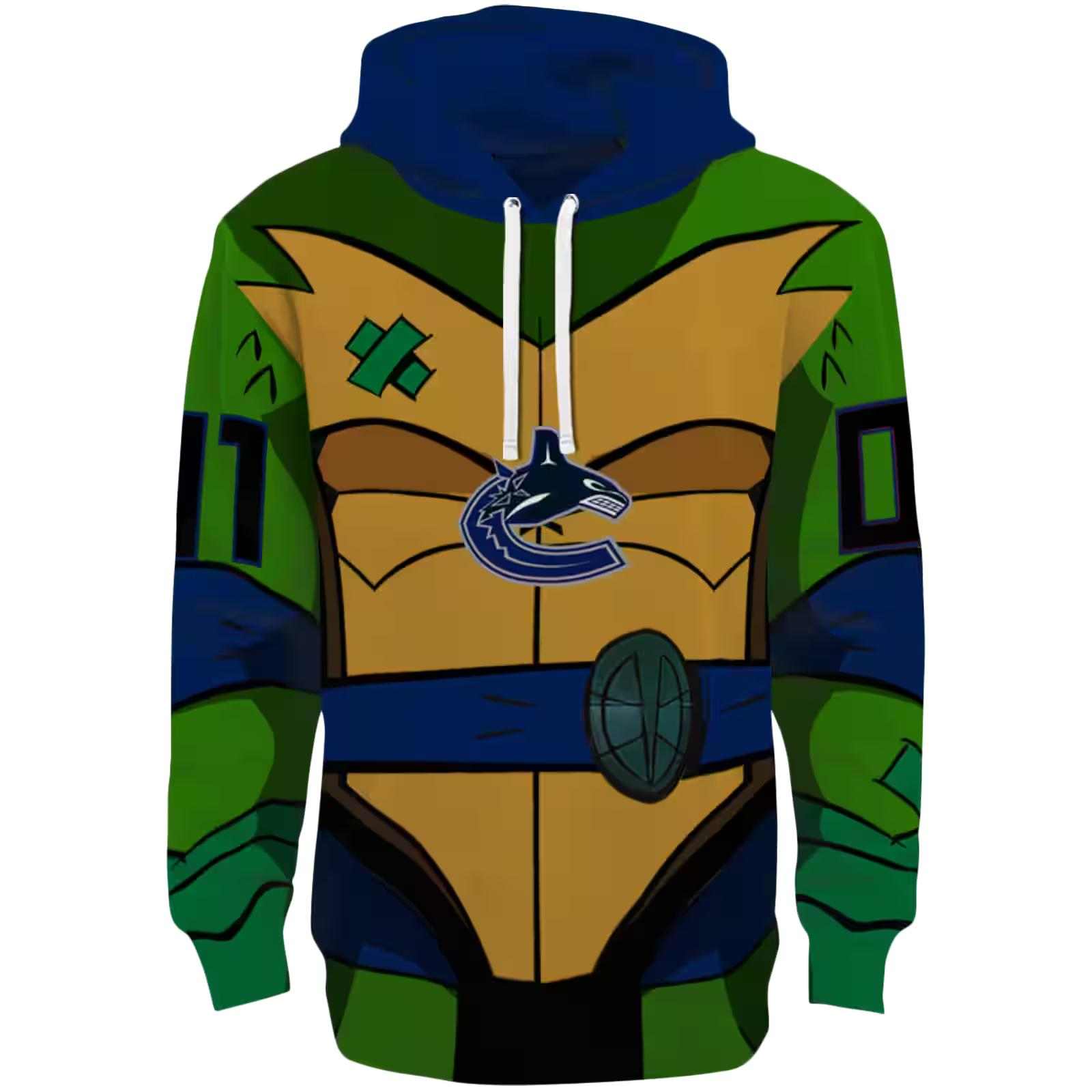 Personalized Vancouver Canucks Superhero Armor Blue Green Hoodie