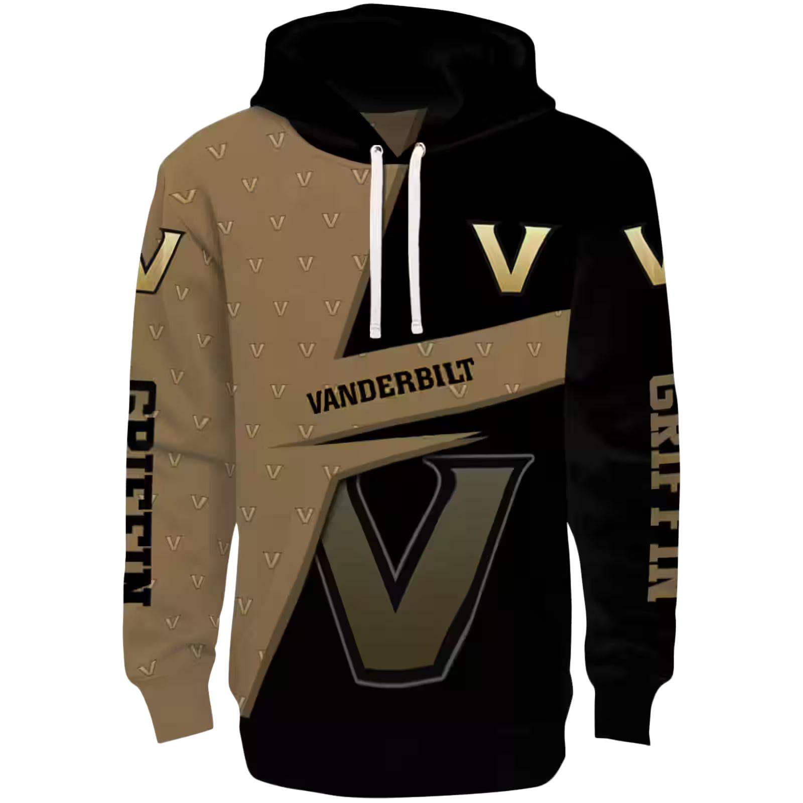 Personalized Vanderbilt Commodores Abstract Shape Black Hoodie
