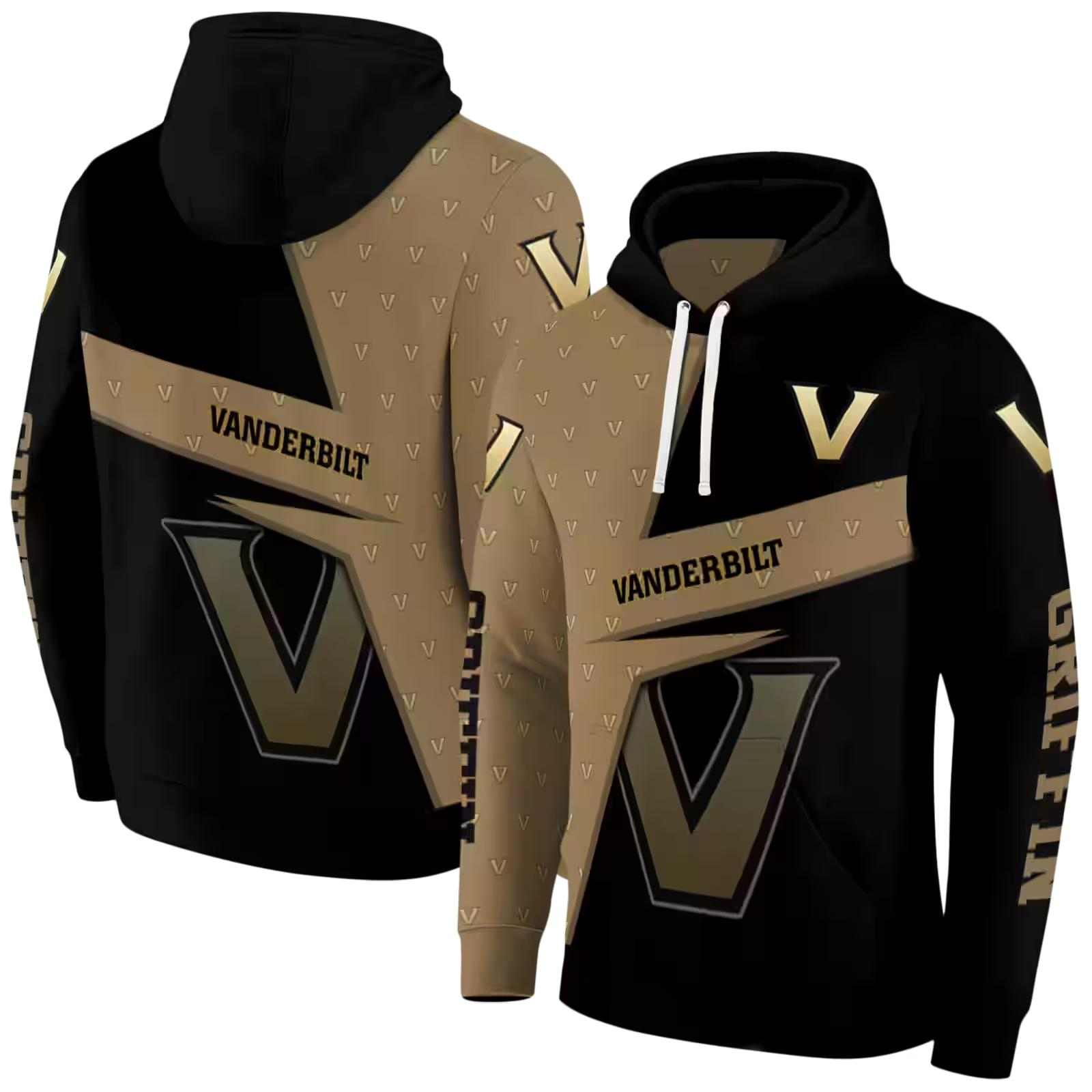 personalized vanderbilt commodores abstract shape black hoodie fashion forward