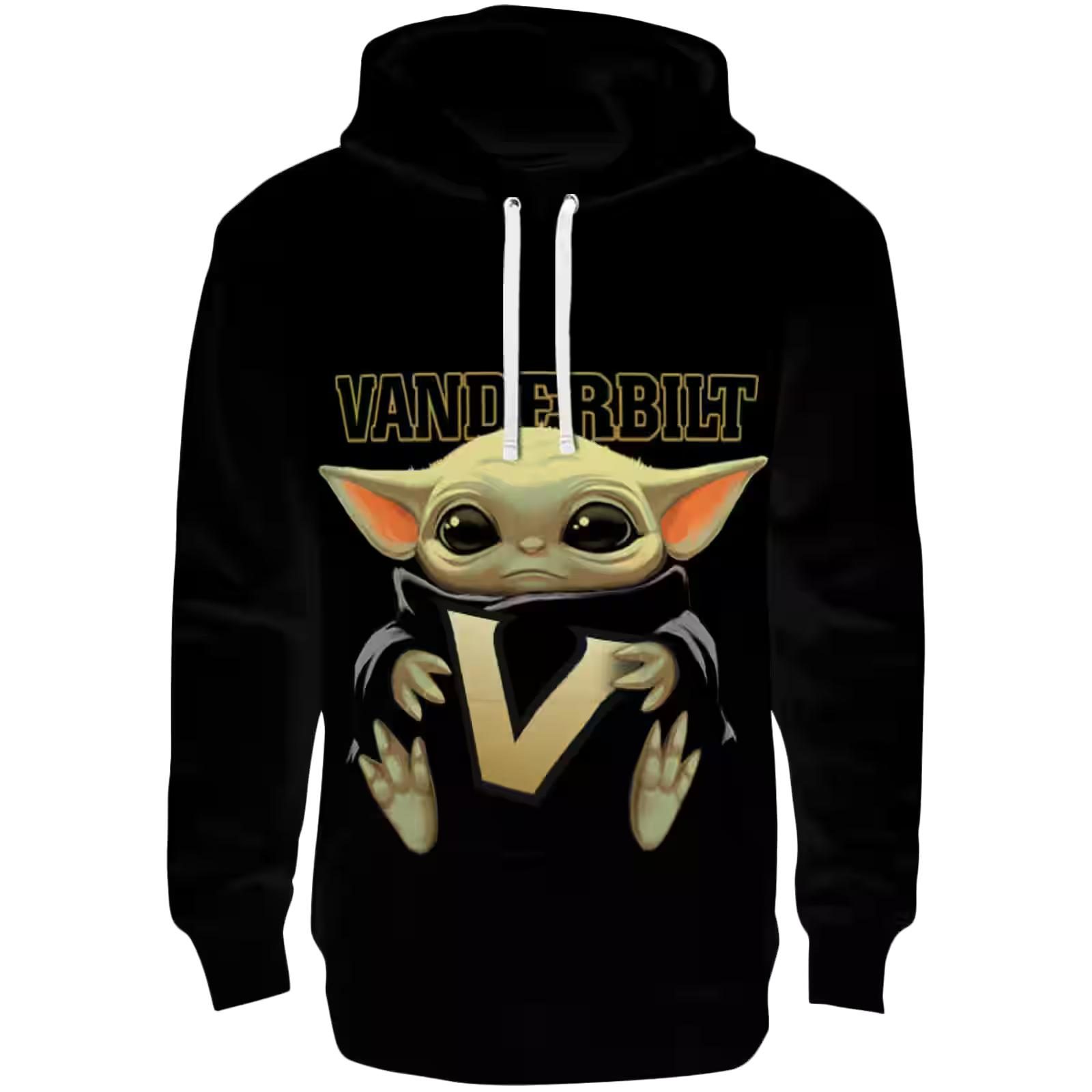 Personalized Vanderbilt Commodores Baby Yoda Black Hoodie