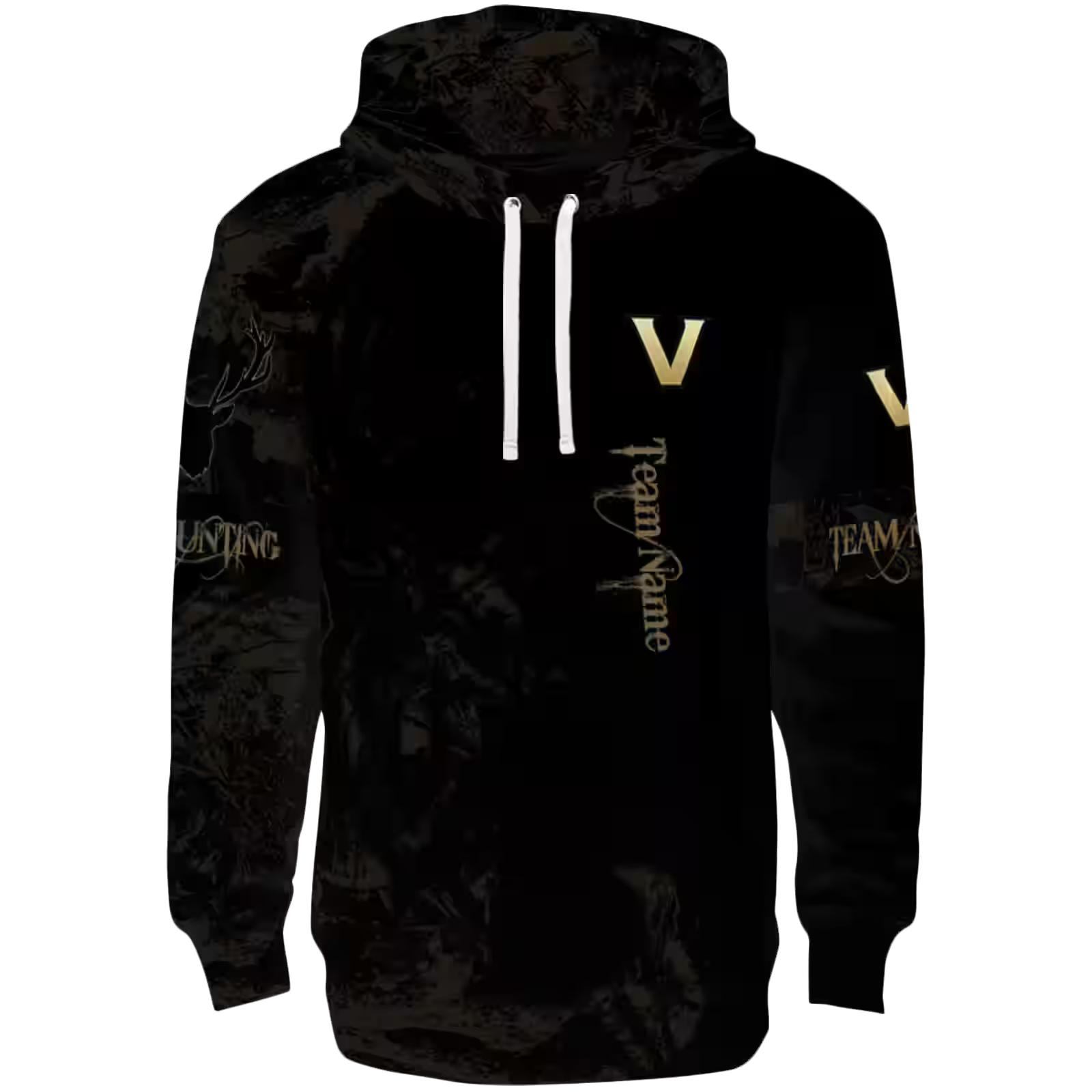 Personalized Vanderbilt Commodores Deer Silhouette Black Hoodie