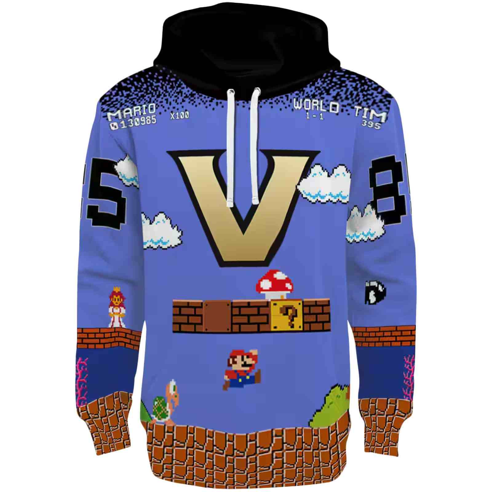 Personalized Vanderbilt Commodores Mario Blue Black Hoodie
