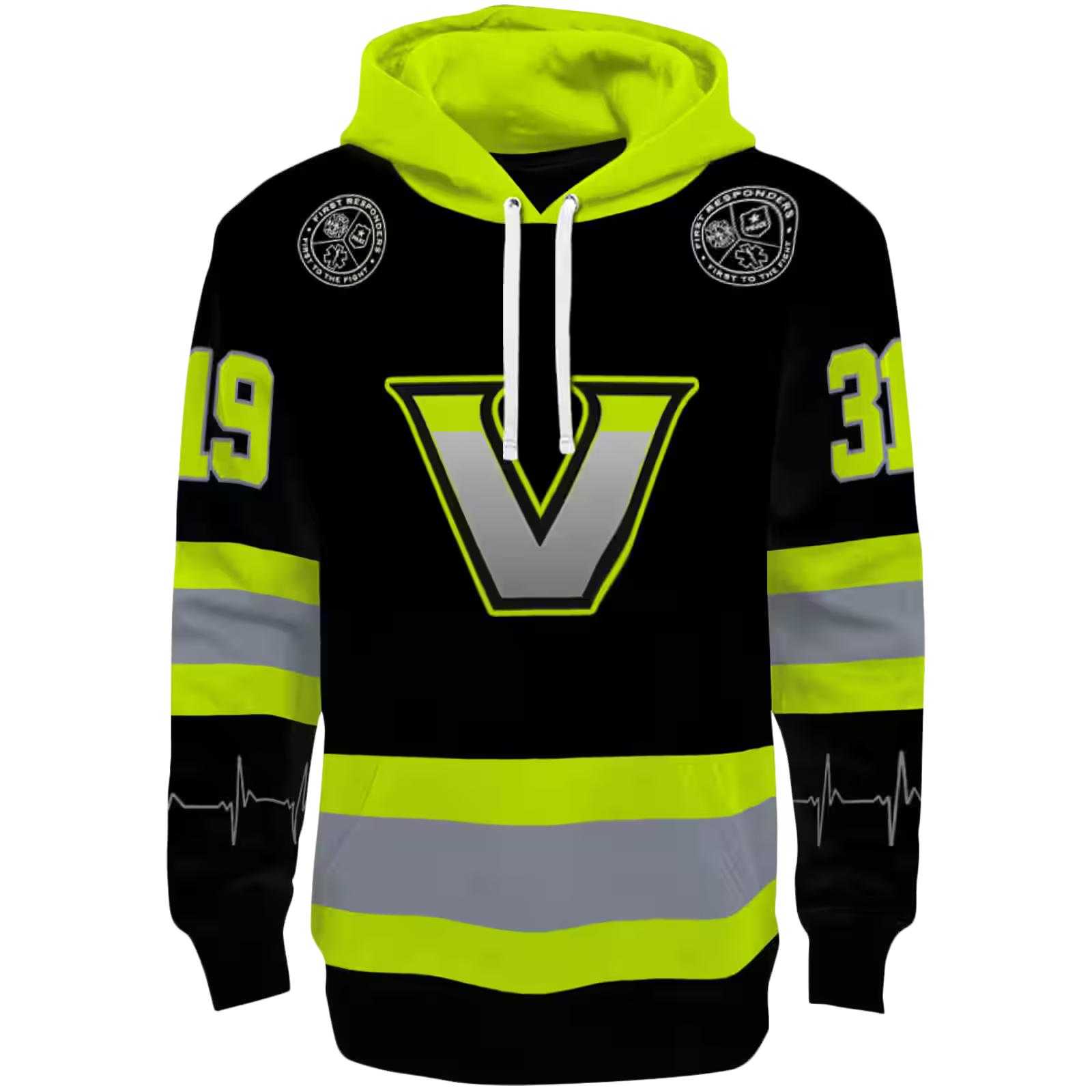 Personalized Vanderbilt Commodores Safety Motif Black Neon Green Hoodie