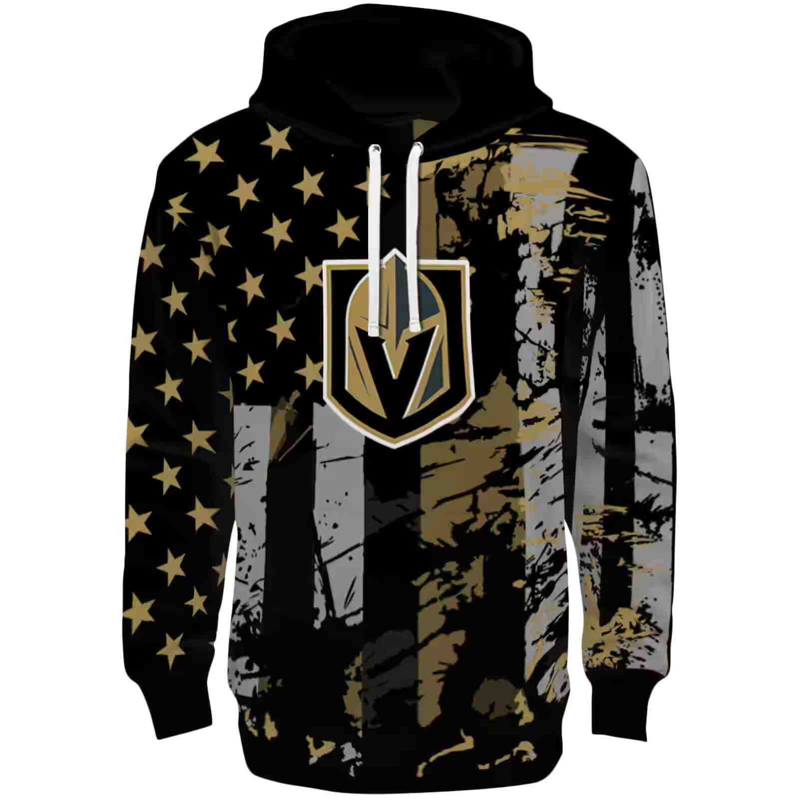 Personalized Vegas Golden Knights Distressed Flag Tan Black Hoodie