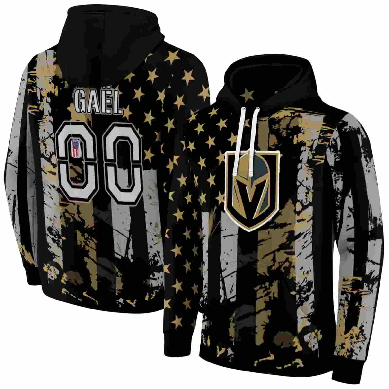 personalized vegas golden knights distressed flag tan black hoodie fashion forward