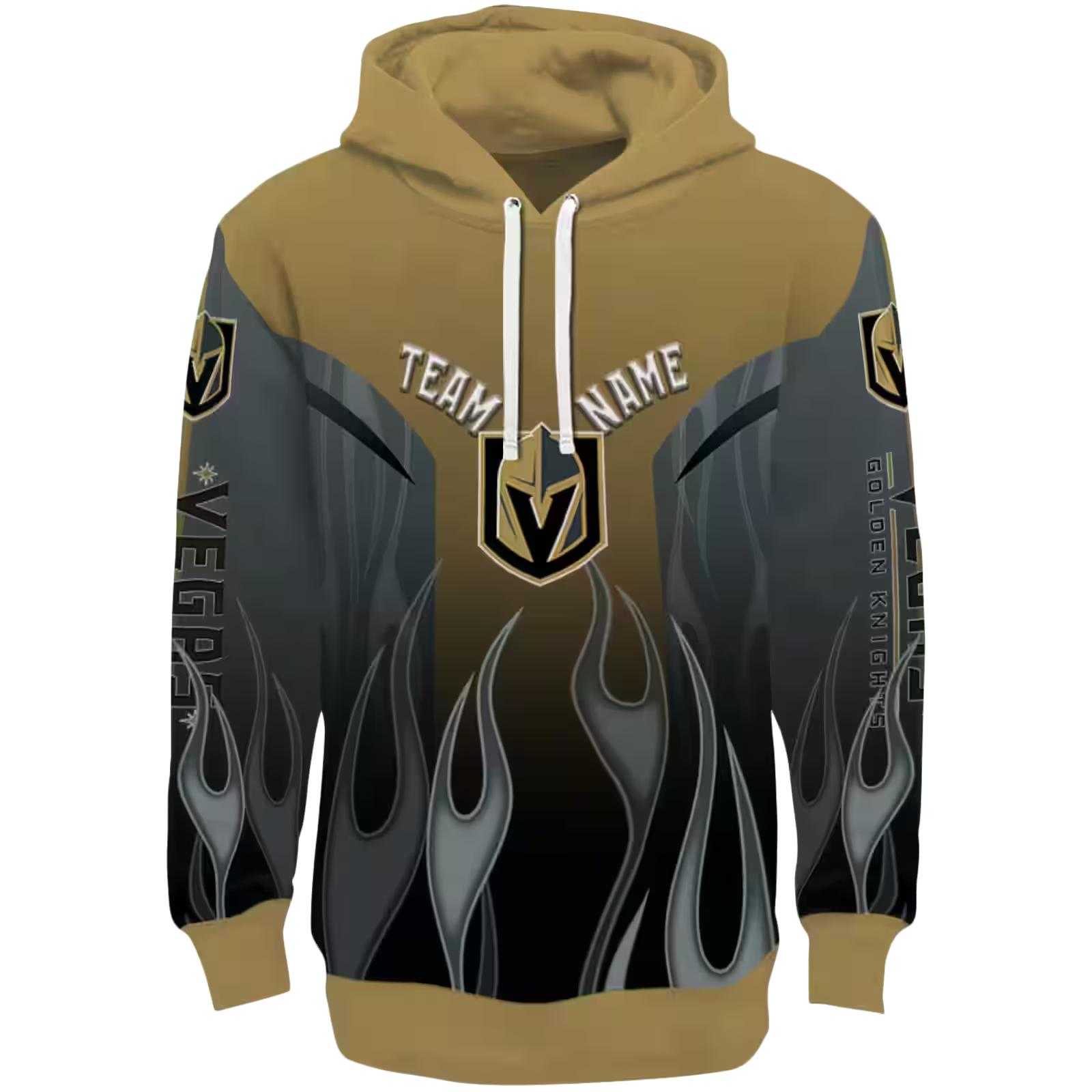 Personalized Vegas Golden Knights Flame Design Tan Hoodie