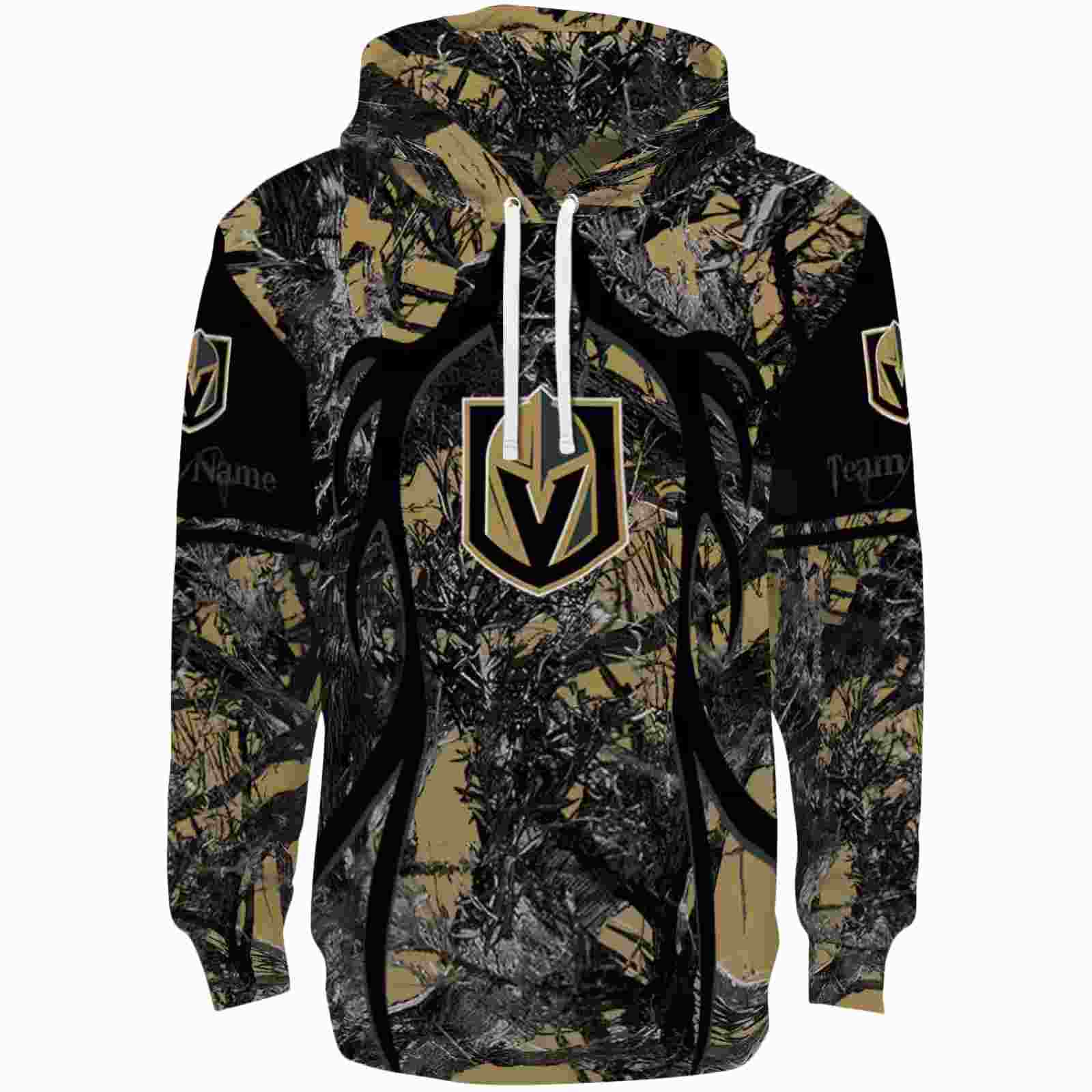 Personalized Vegas Golden Knights Hunting Theme Tan Black Hoodie