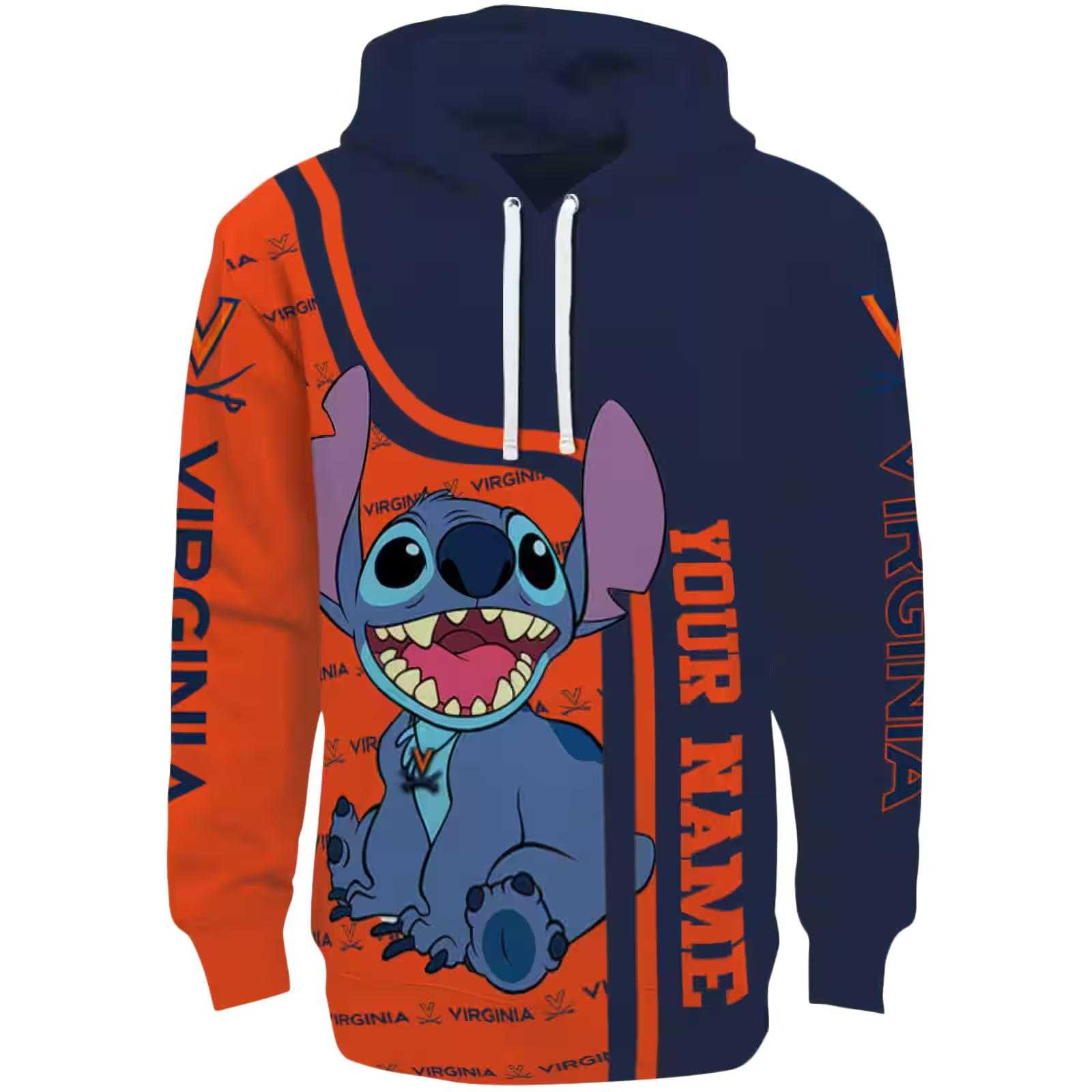 Personalized Virginia Cavaliers Stitch Blue Hoodie