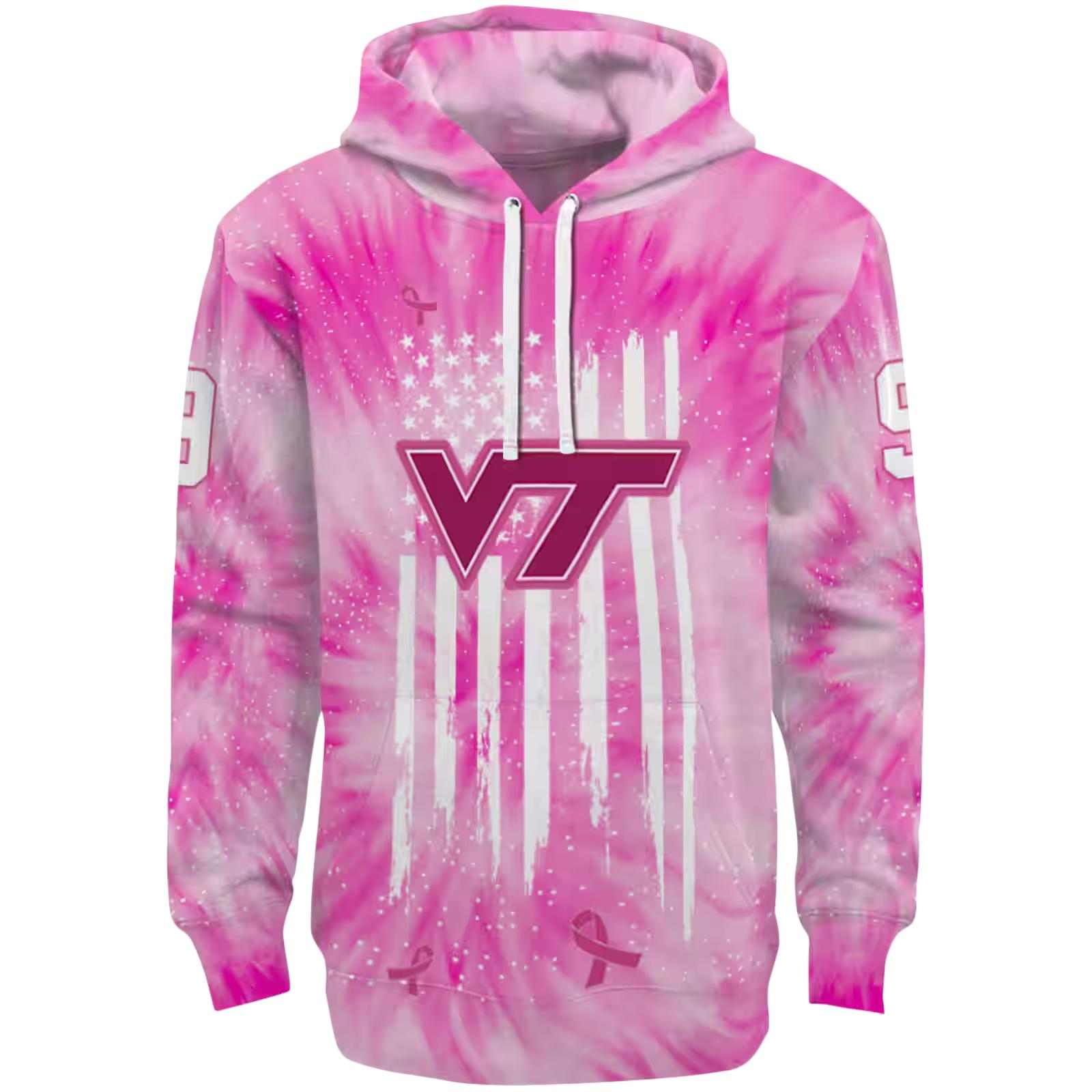 Personalized Virginia Tech Hokies Cancer Support Pink Hoodie