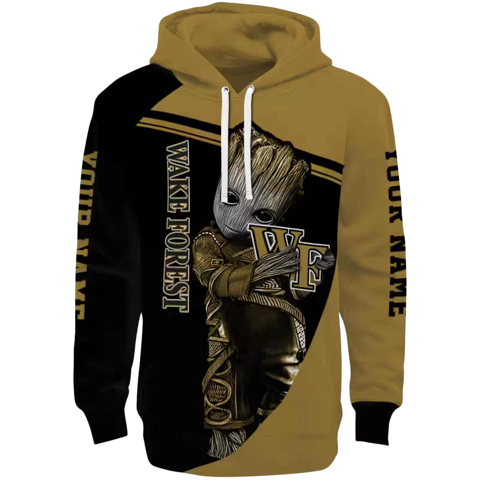 Personalized Wake Forest Demon Deacons Groot Gold Hoodie