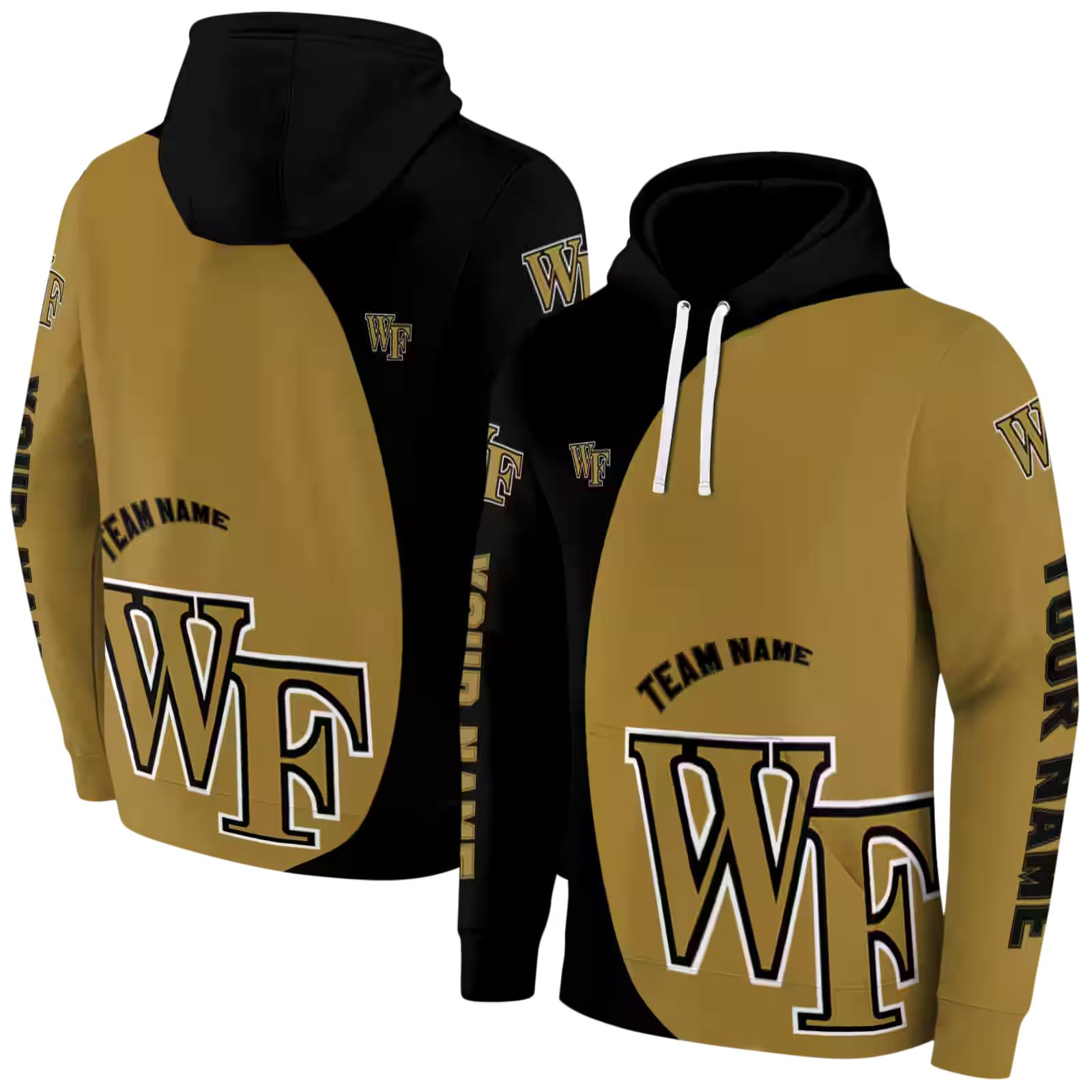 personalized wake forest demon deacons minimalist design gold black hoodie fashion forward