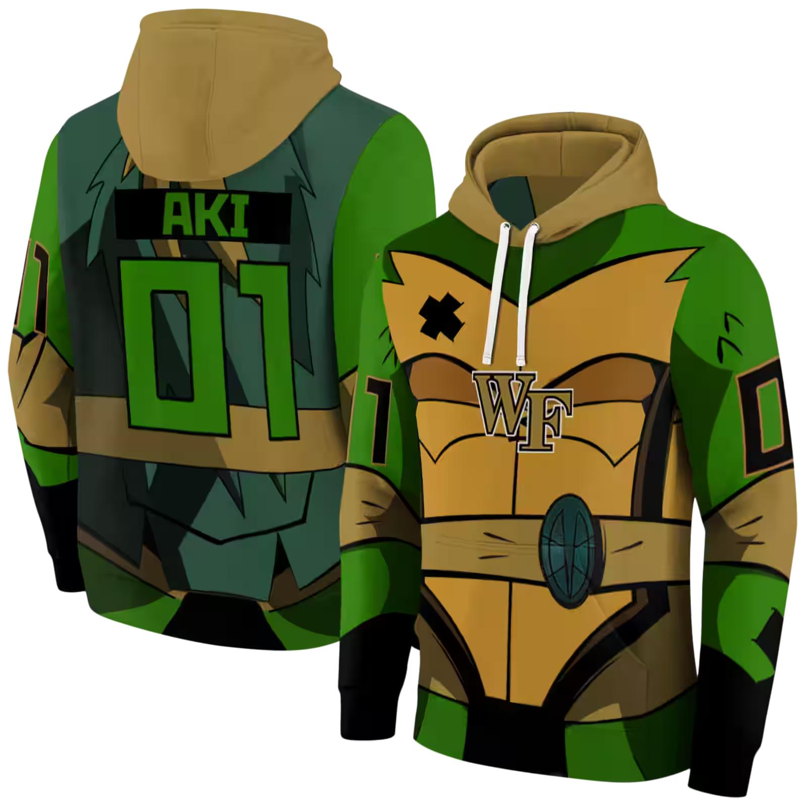 personalized wake forest demon deacons superhero armor gold green hoodie fashion forward