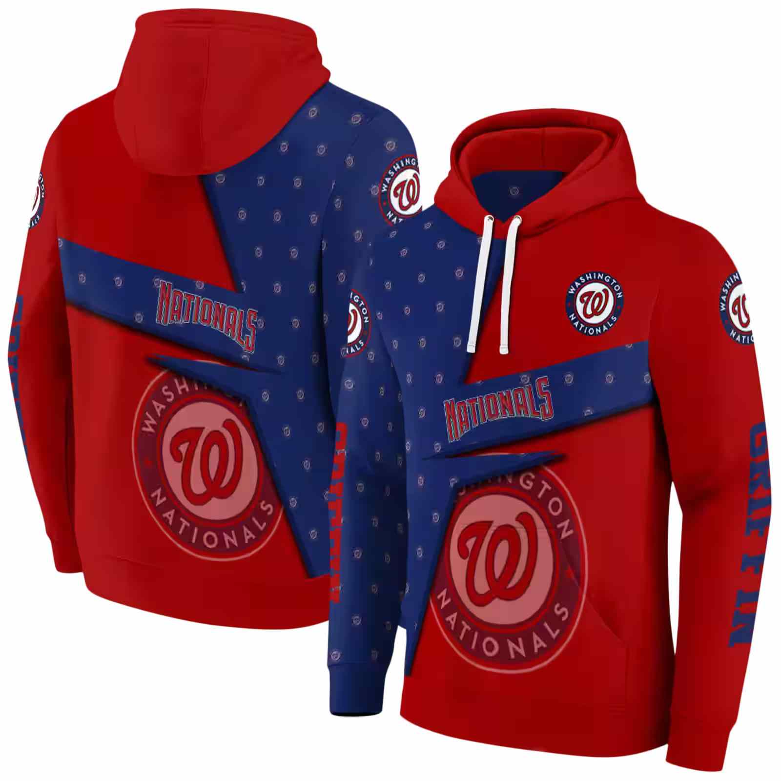 personalized washington nationals abstract shape red hoodie fashion forward