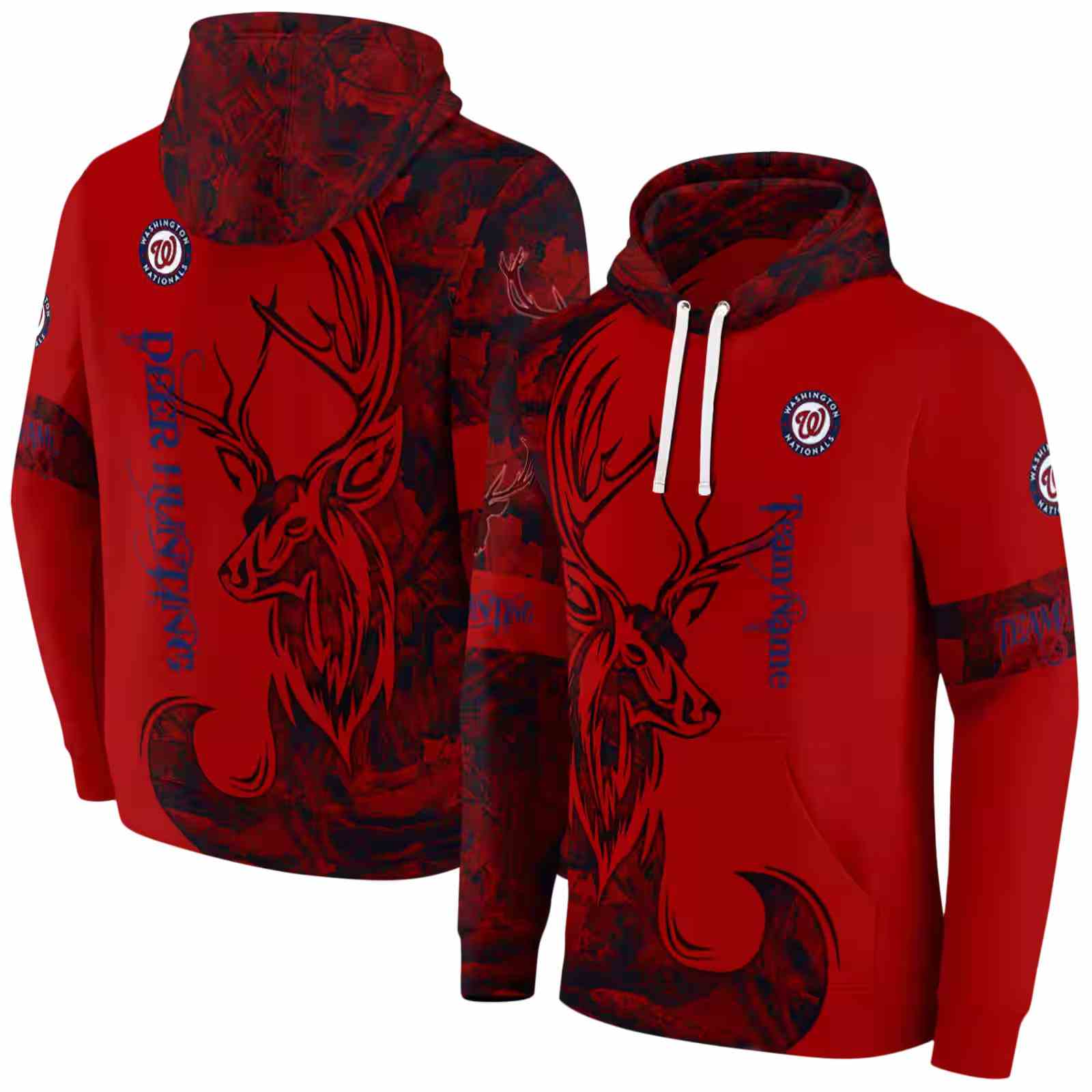 personalized washington nationals deer silhouette red hoodie fashion forward