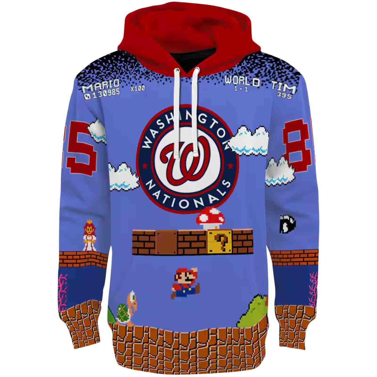 Personalized Washington Nationals Mario Blue Black Hoodie