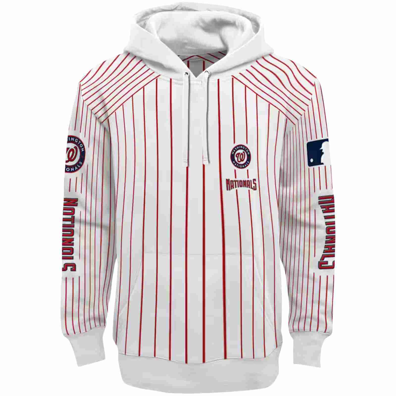 Personalized Washington Nationals Pinstripe Pattern Red White Hoodie