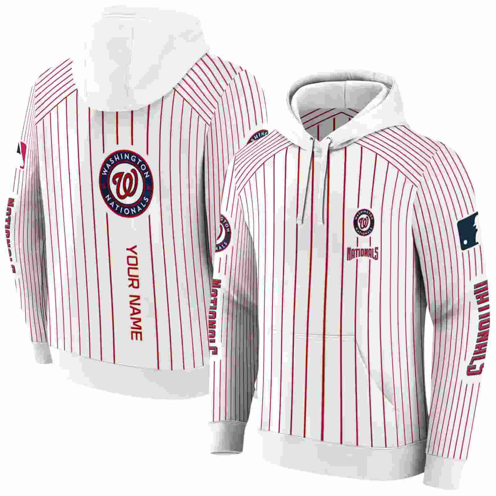 personalized washington nationals pinstripe pattern red white hoodie fashion forward