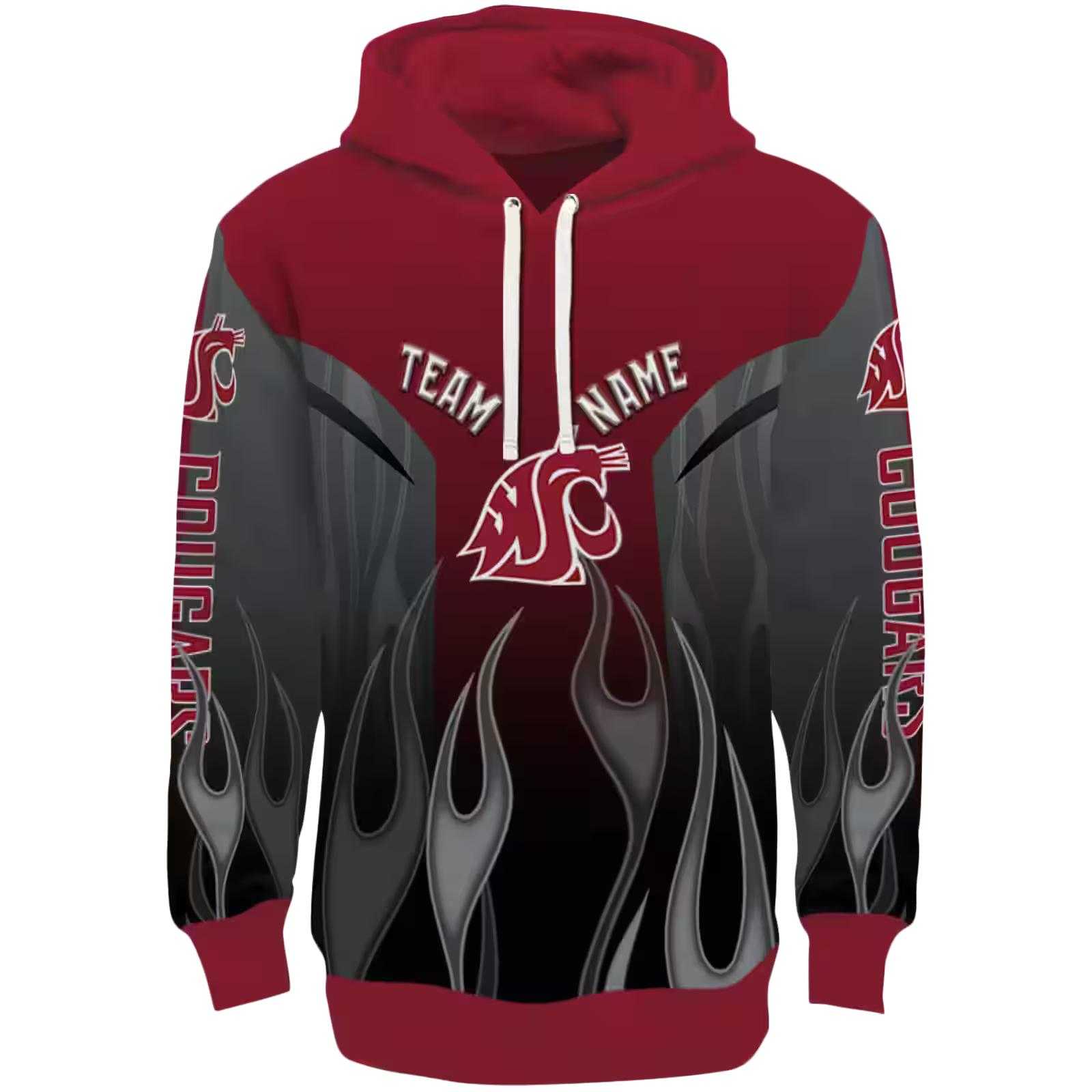 Personalized Washington State Cougars Flame Design Crimson Hoodie