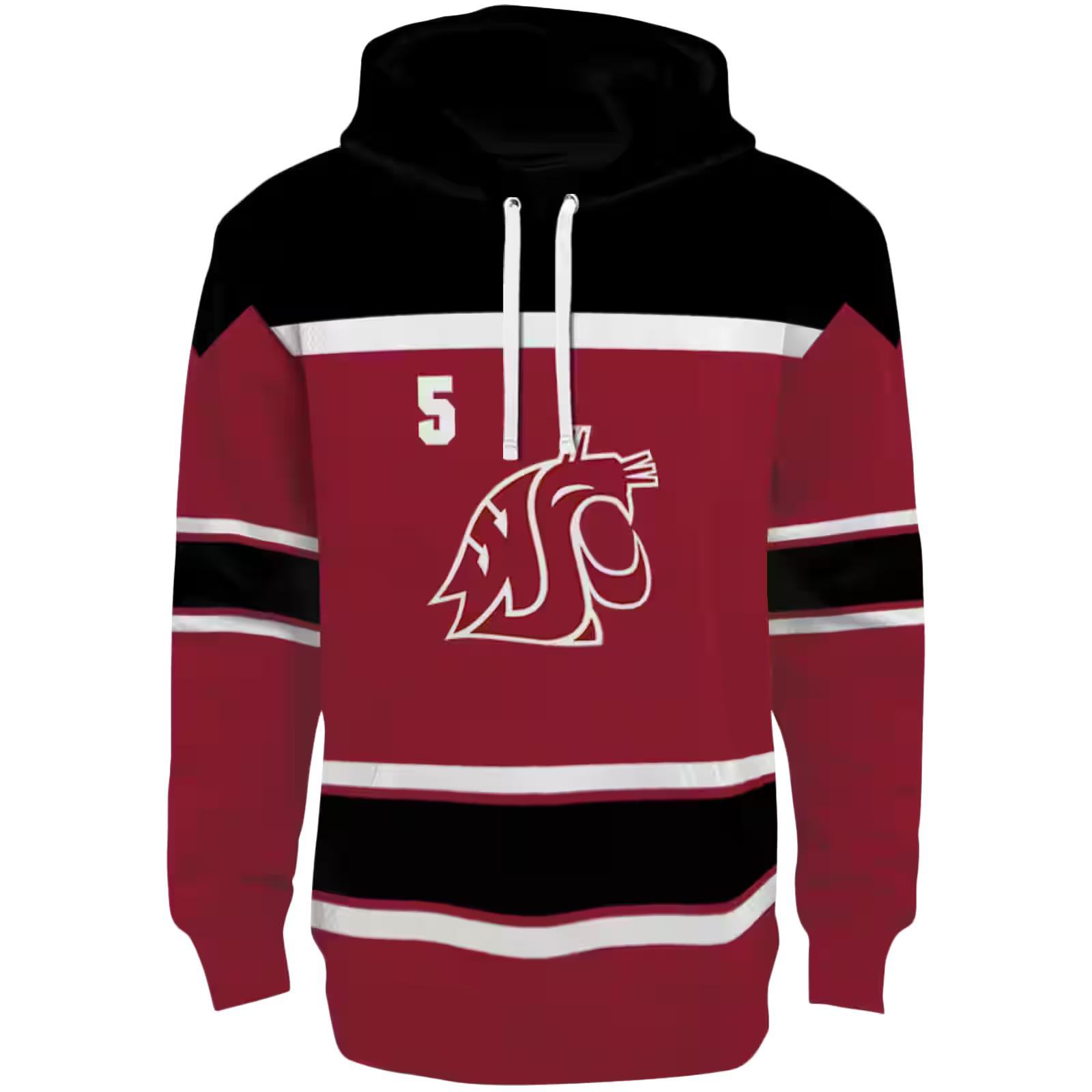 Personalized Washington State Cougars Striped Pattern Crimson Hoodie