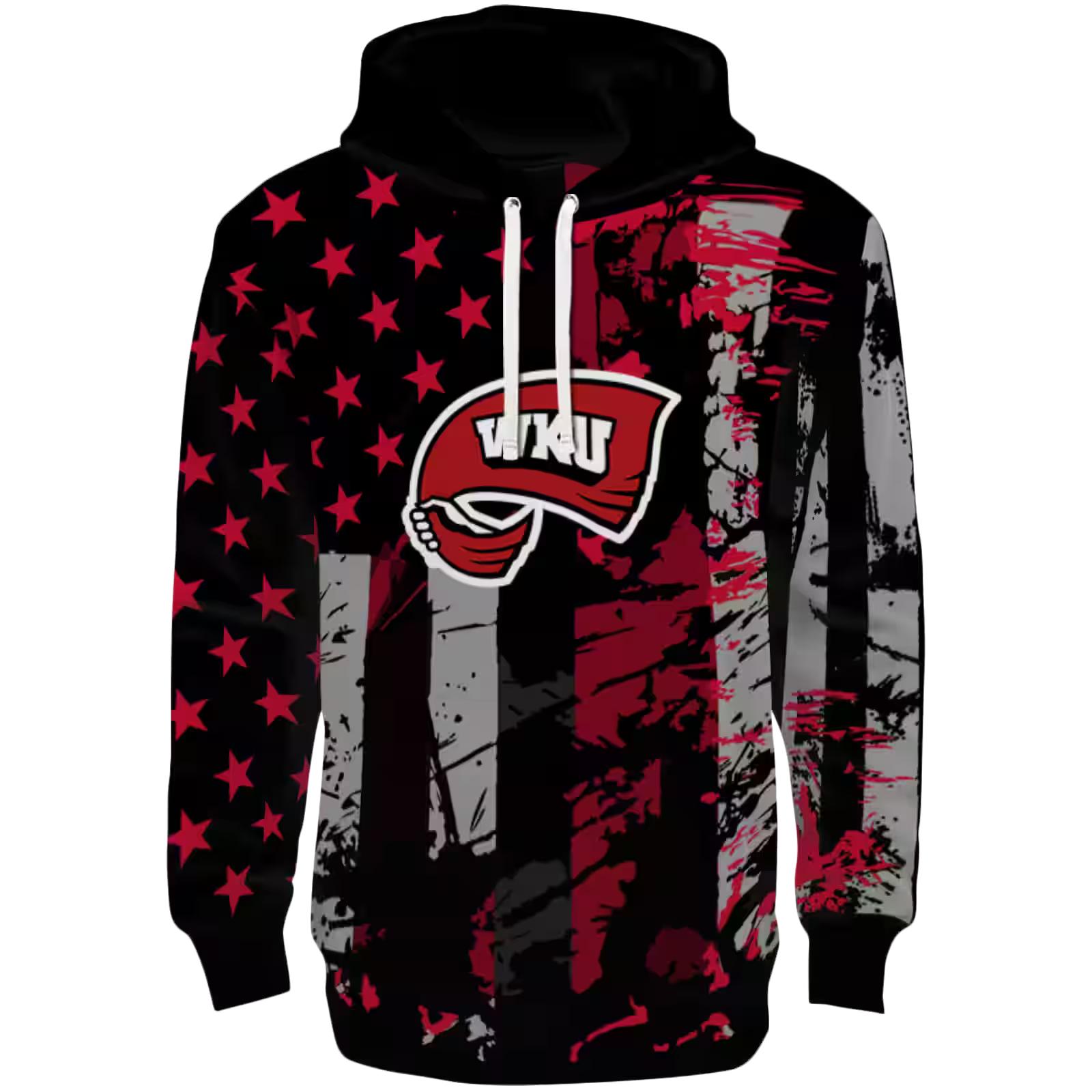 Personalized Western Kentucky Hilltoppers Distressed Flag Red Black Hoodie