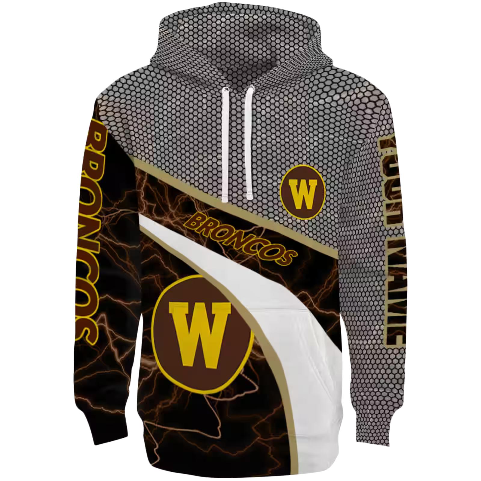 Personalized Western Michigan Broncos Hexagonal Mesh Brown Black Gray Hoodie