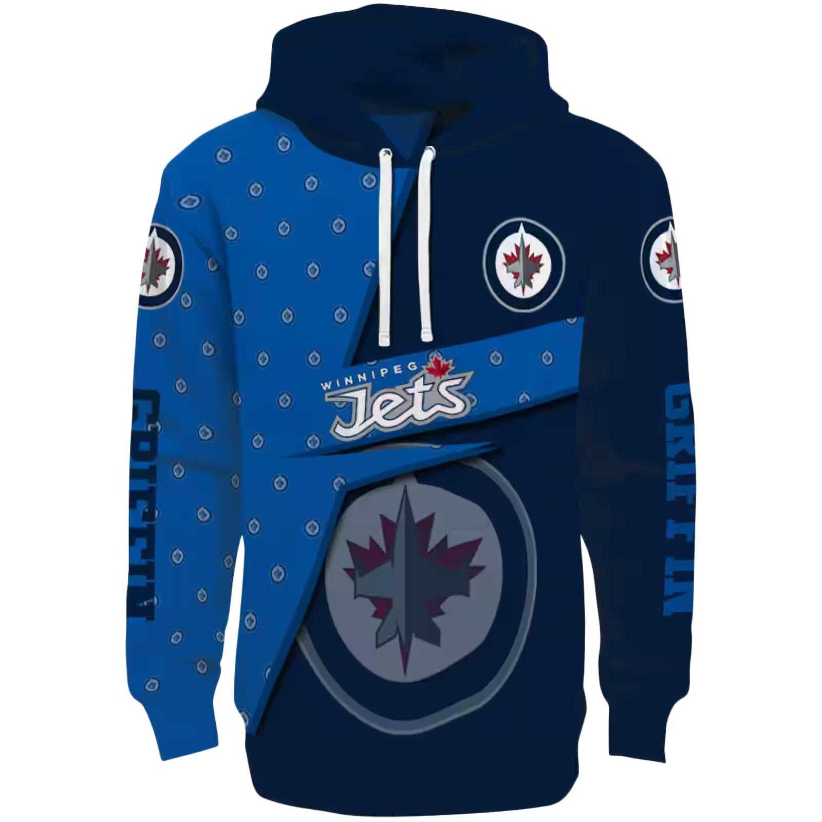 Personalized Winnipeg Jets Abstract Shape Blue Hoodie