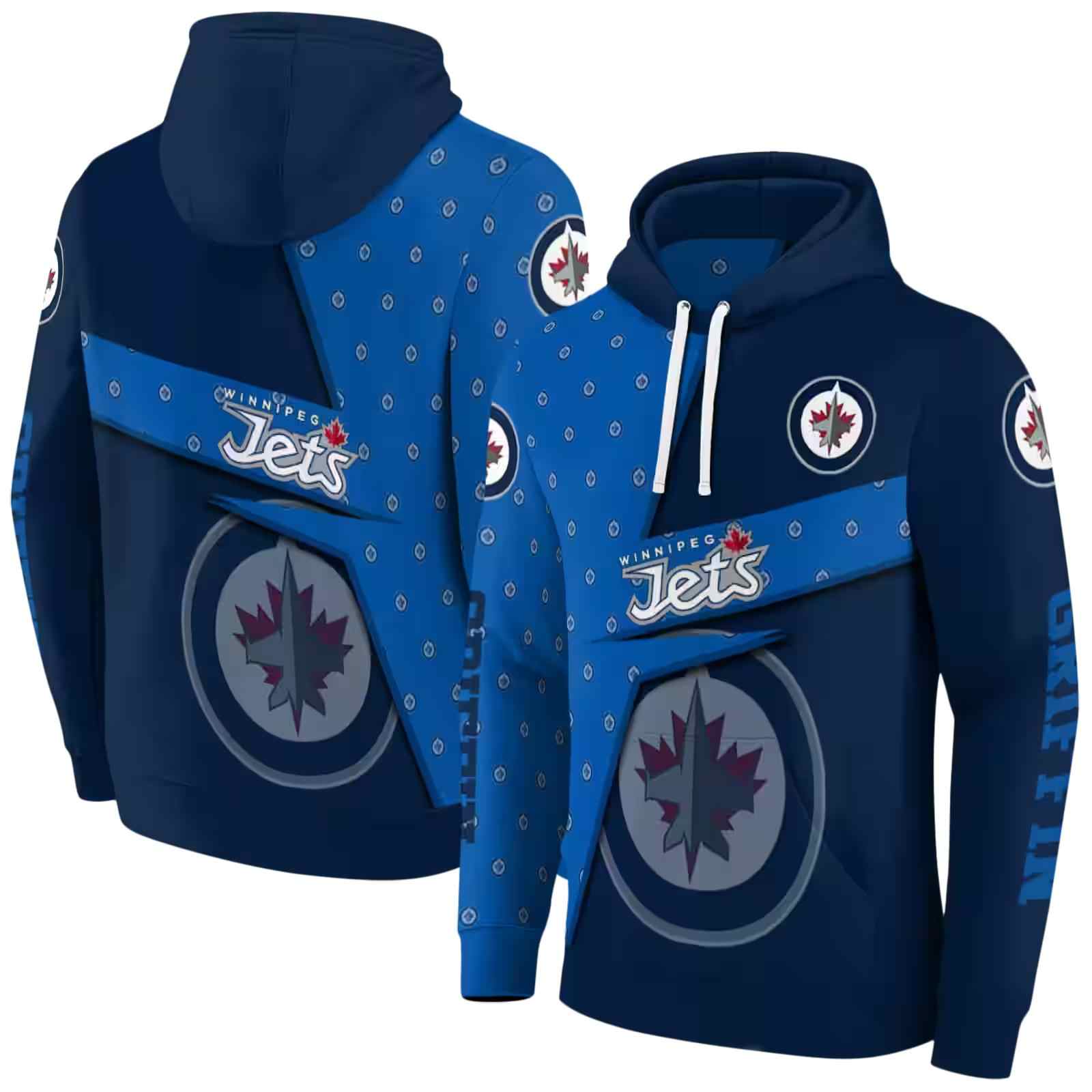 personalized winnipeg jets abstract shape blue hoodie fashion forward