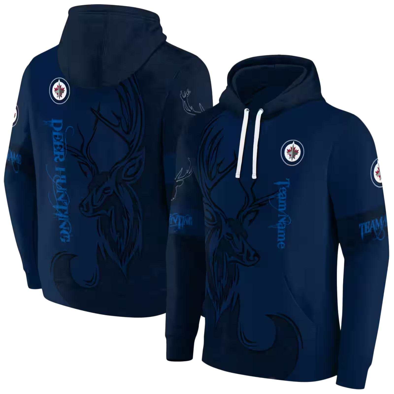 personalized winnipeg jets deer silhouette blue hoodie fashion forward