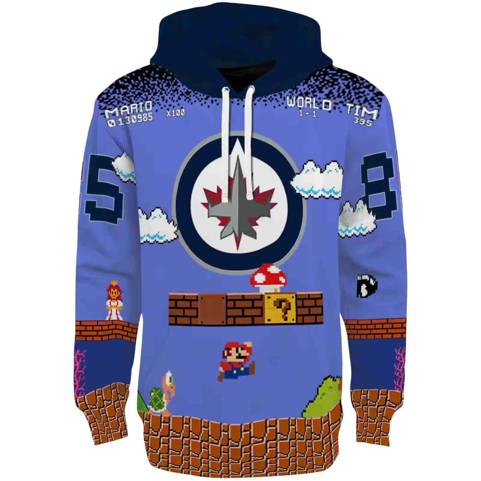 Personalized Winnipeg Jets Mario Blue Black Hoodie