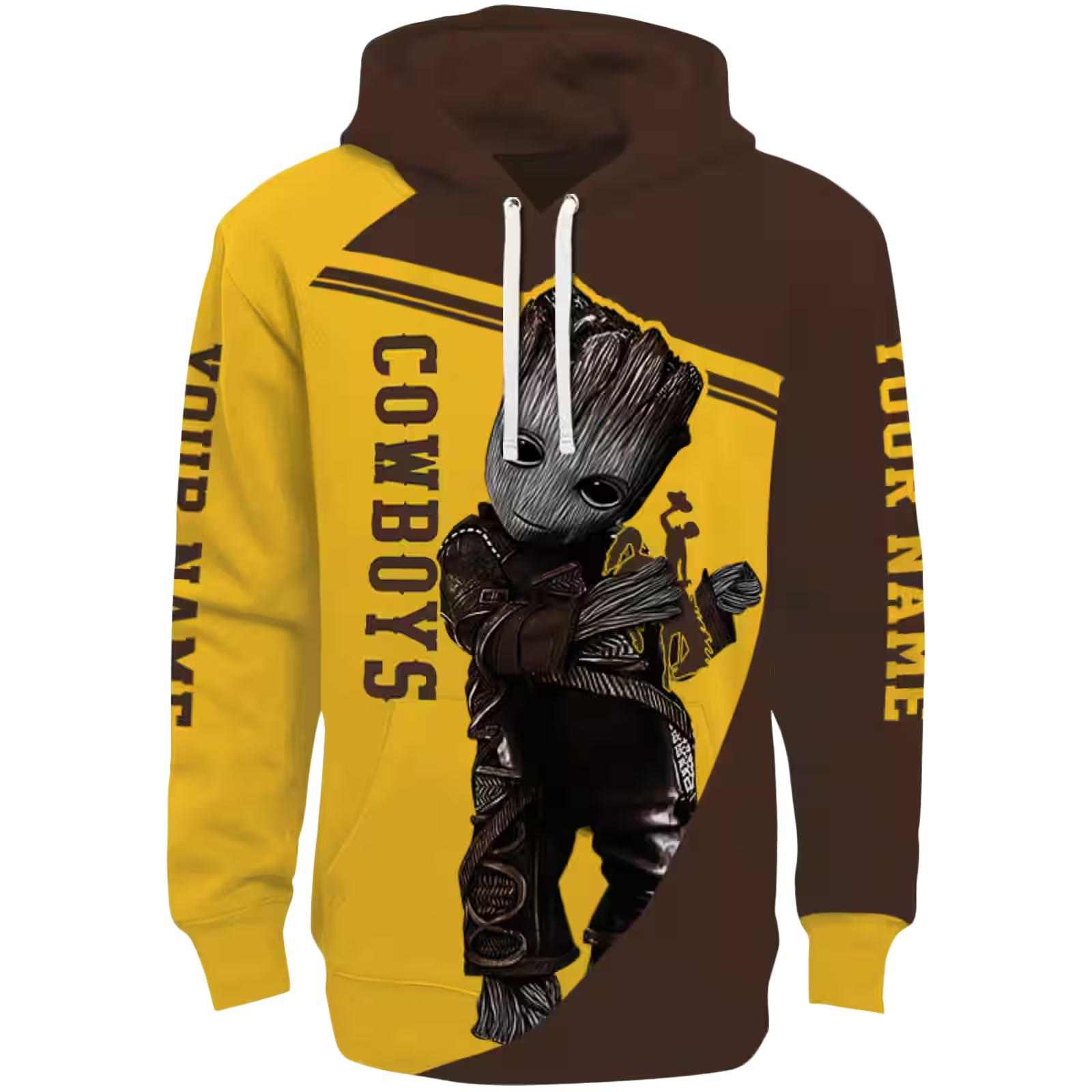 Personalized Wyoming Cowboys Groot Brown Hoodie