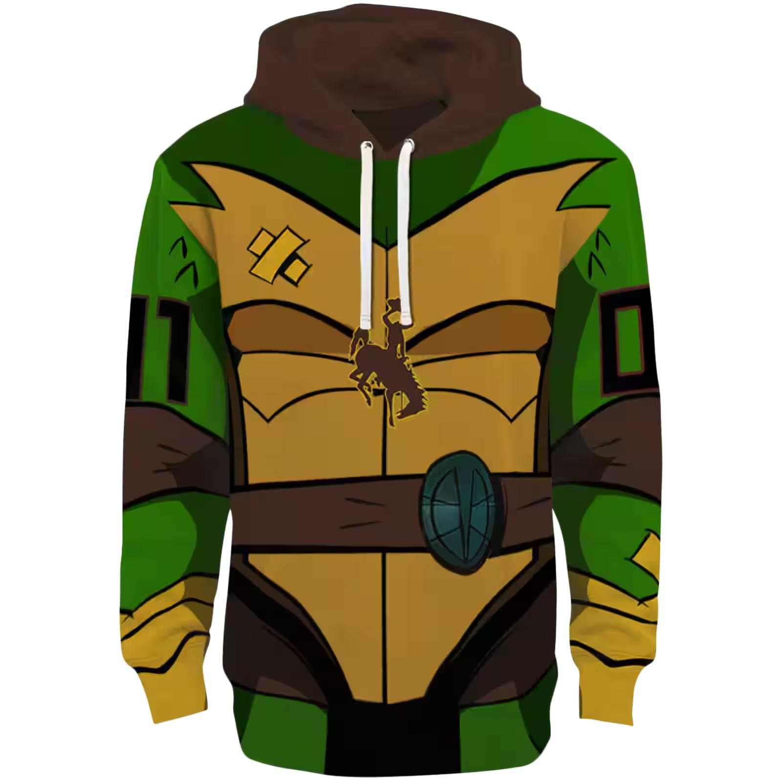 Personalized Wyoming Cowboys Superhero Armor Brown Green Hoodie