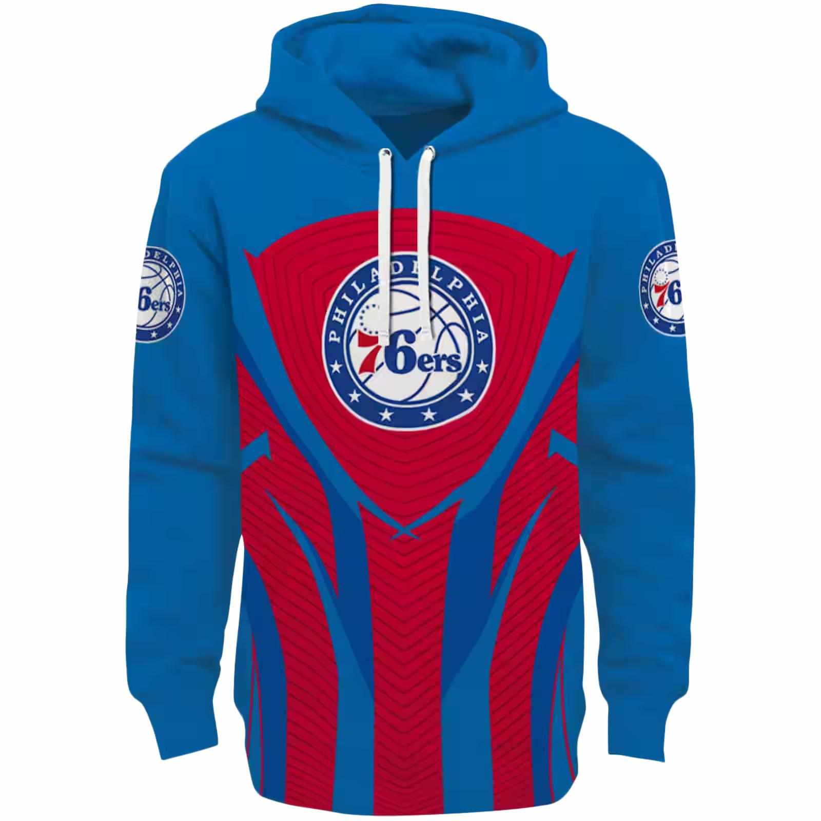 Philadelphia 76ers Concentric Lines Blue Black Hoodie