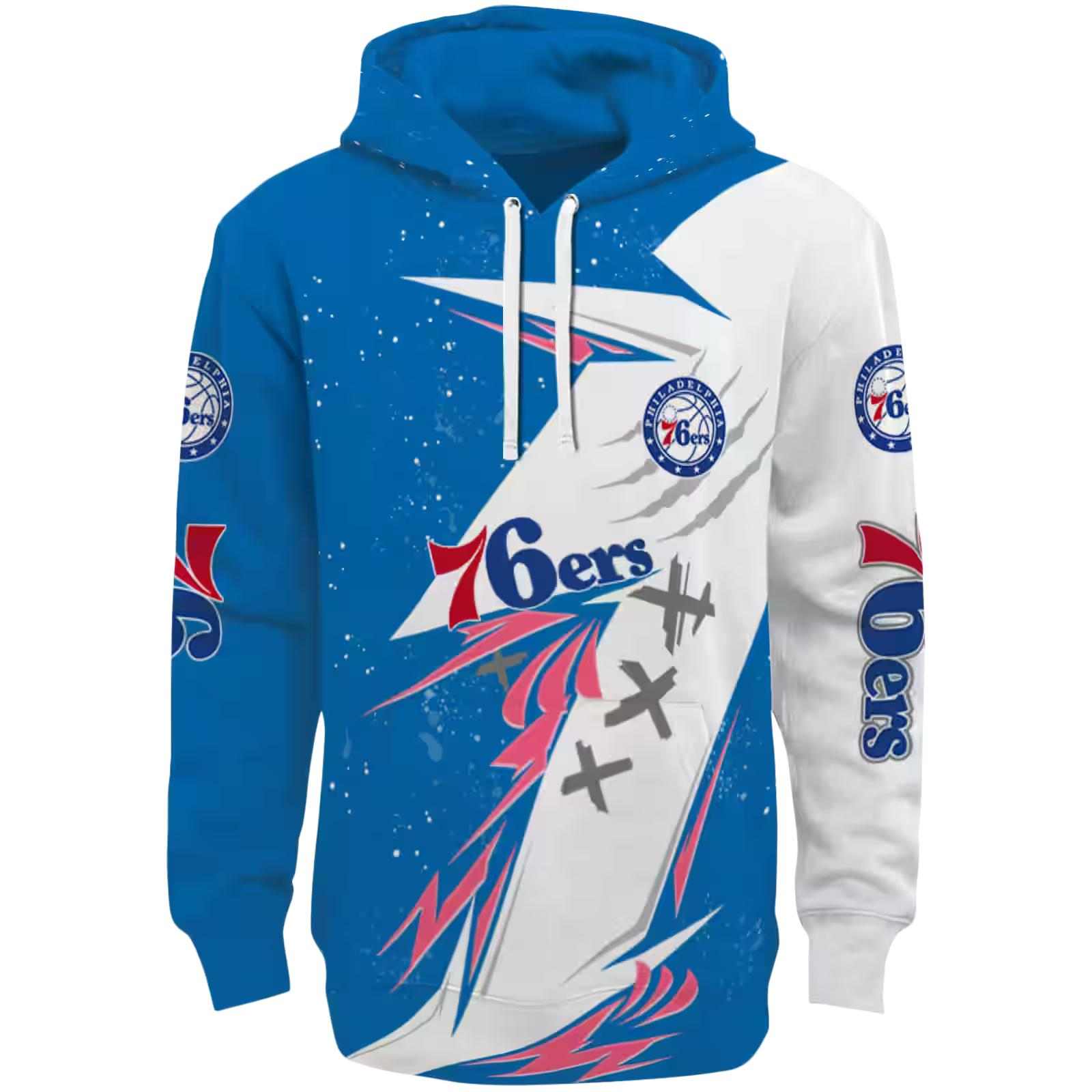 Philadelphia 76ers Dynamic Slash Blue White Hoodie