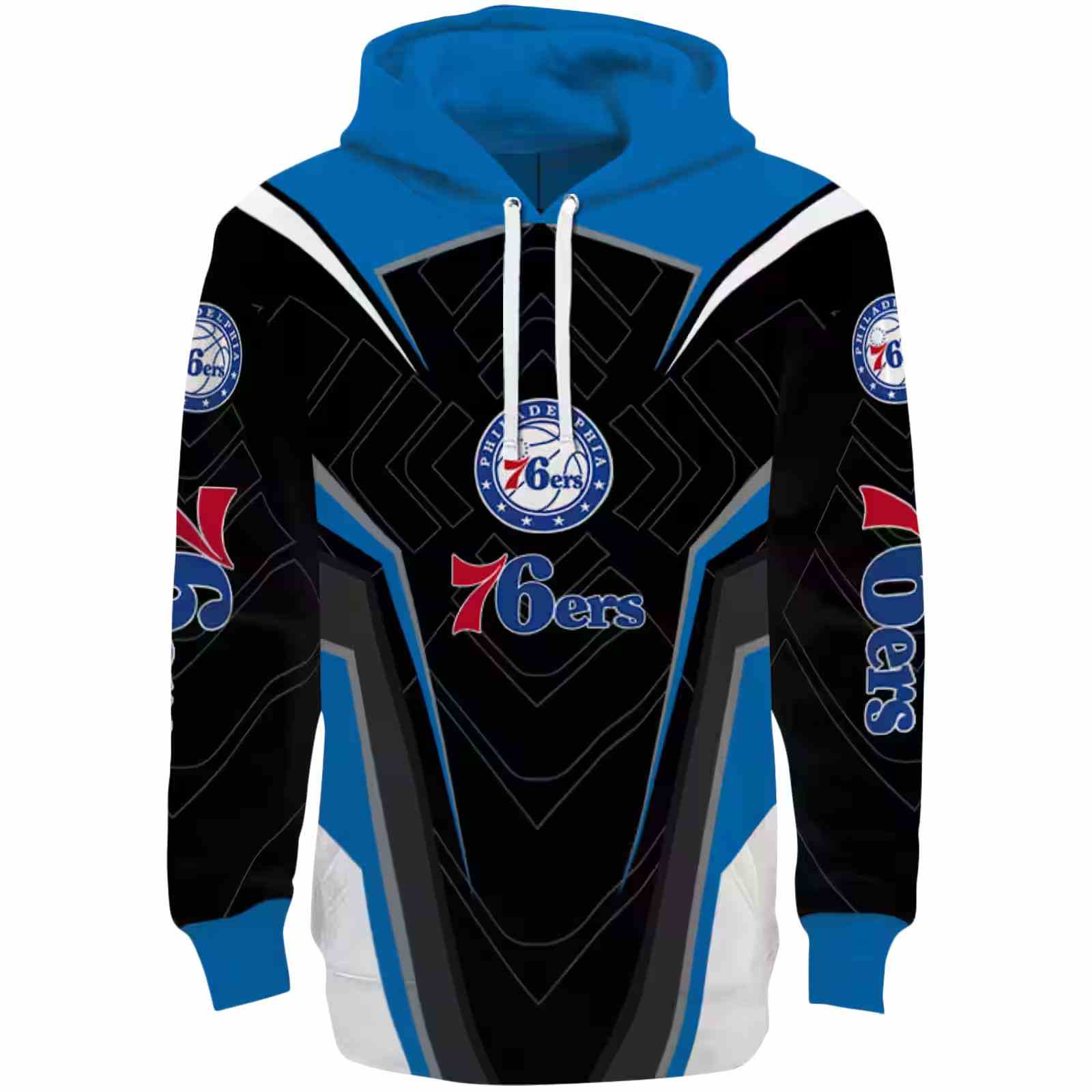 Philadelphia 76ers Futuristic Pattern Blue Black Hoodie