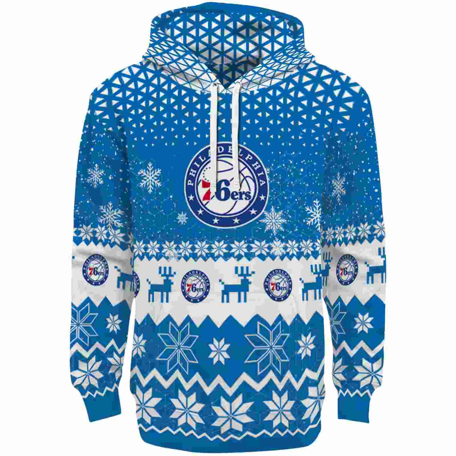 Philadelphia 76ers Reindeer Motif Blue Hoodie