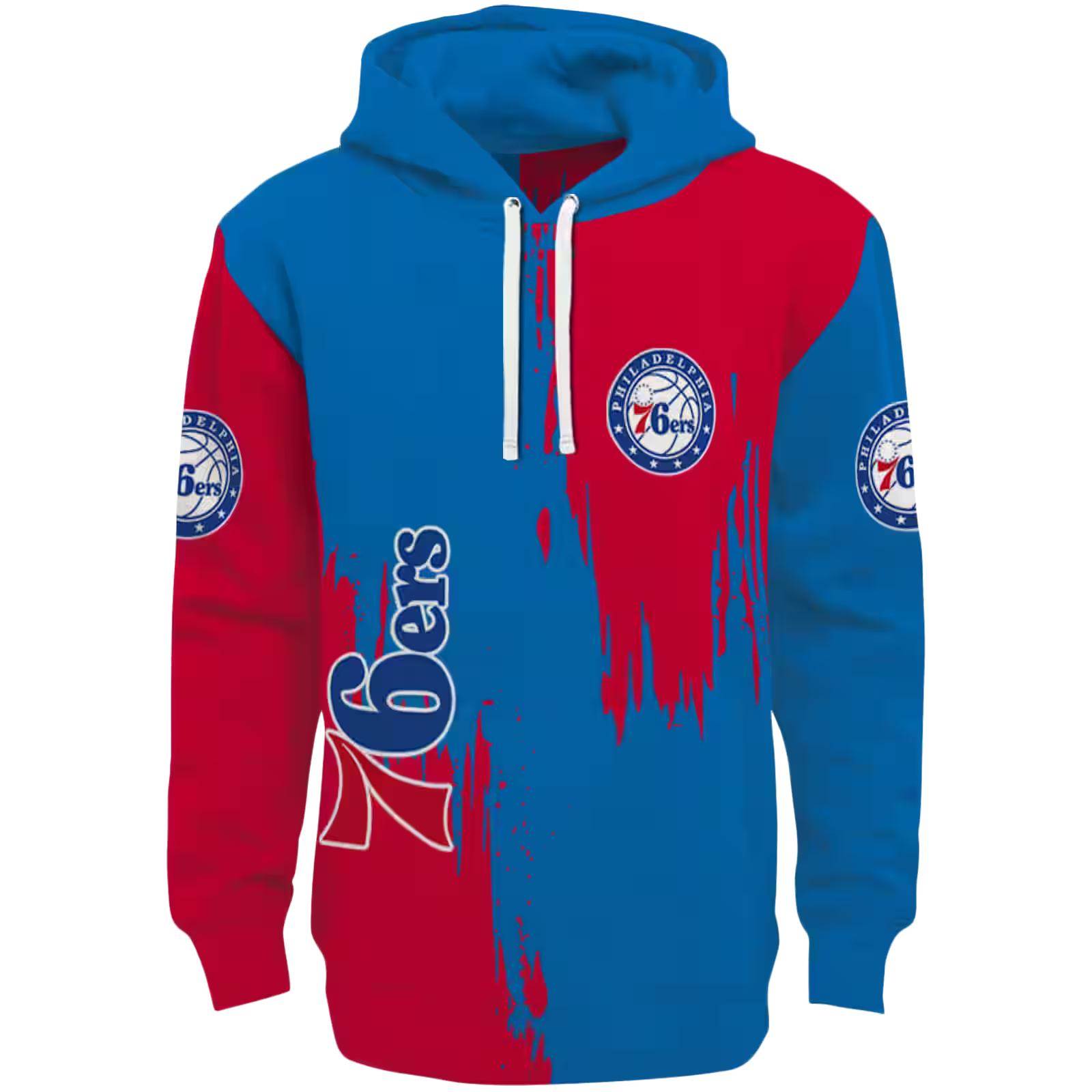 Philadelphia 76ers Splatter Effect Blue Hoodie