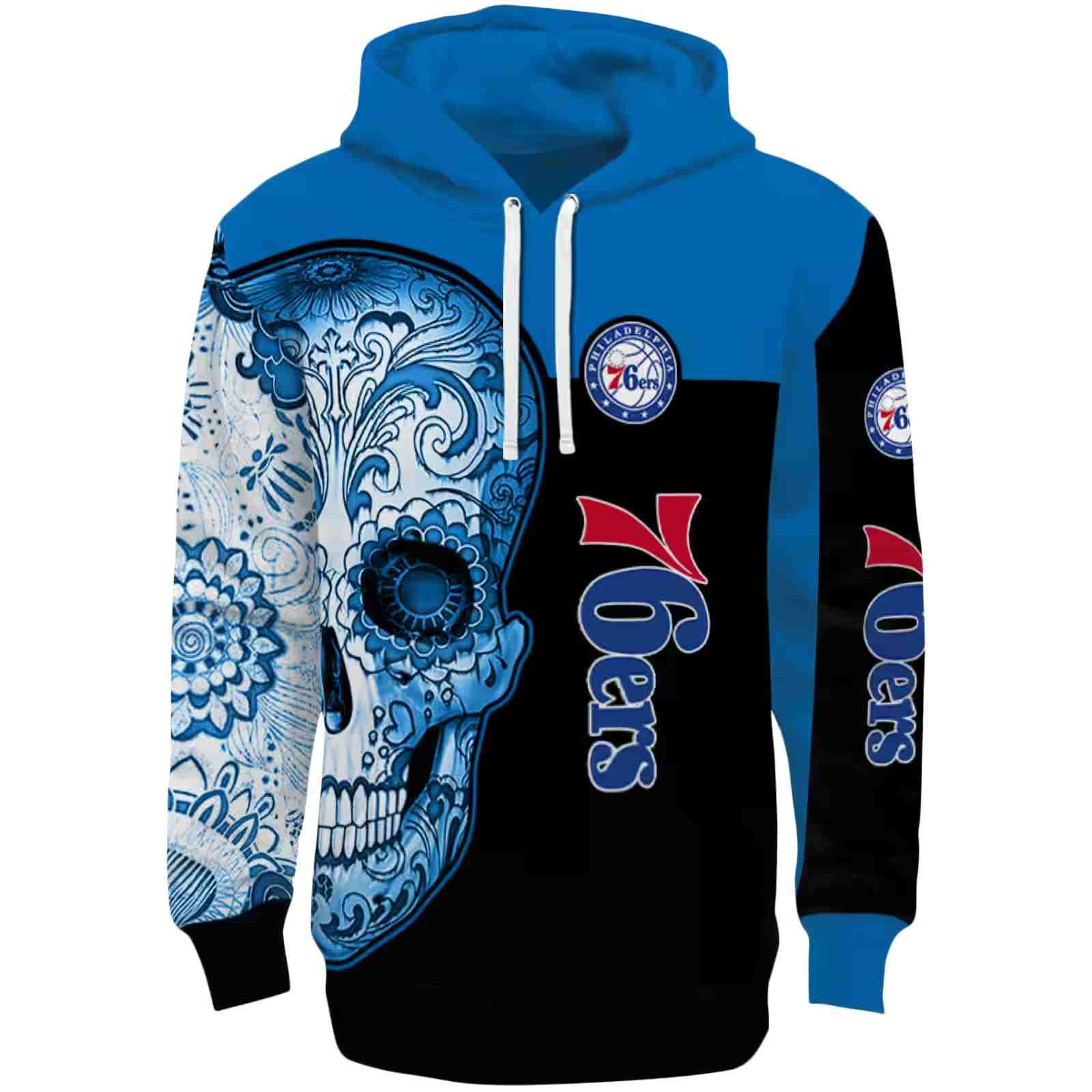 Philadelphia 76ers Sugar Skull Blue Black Hoodie