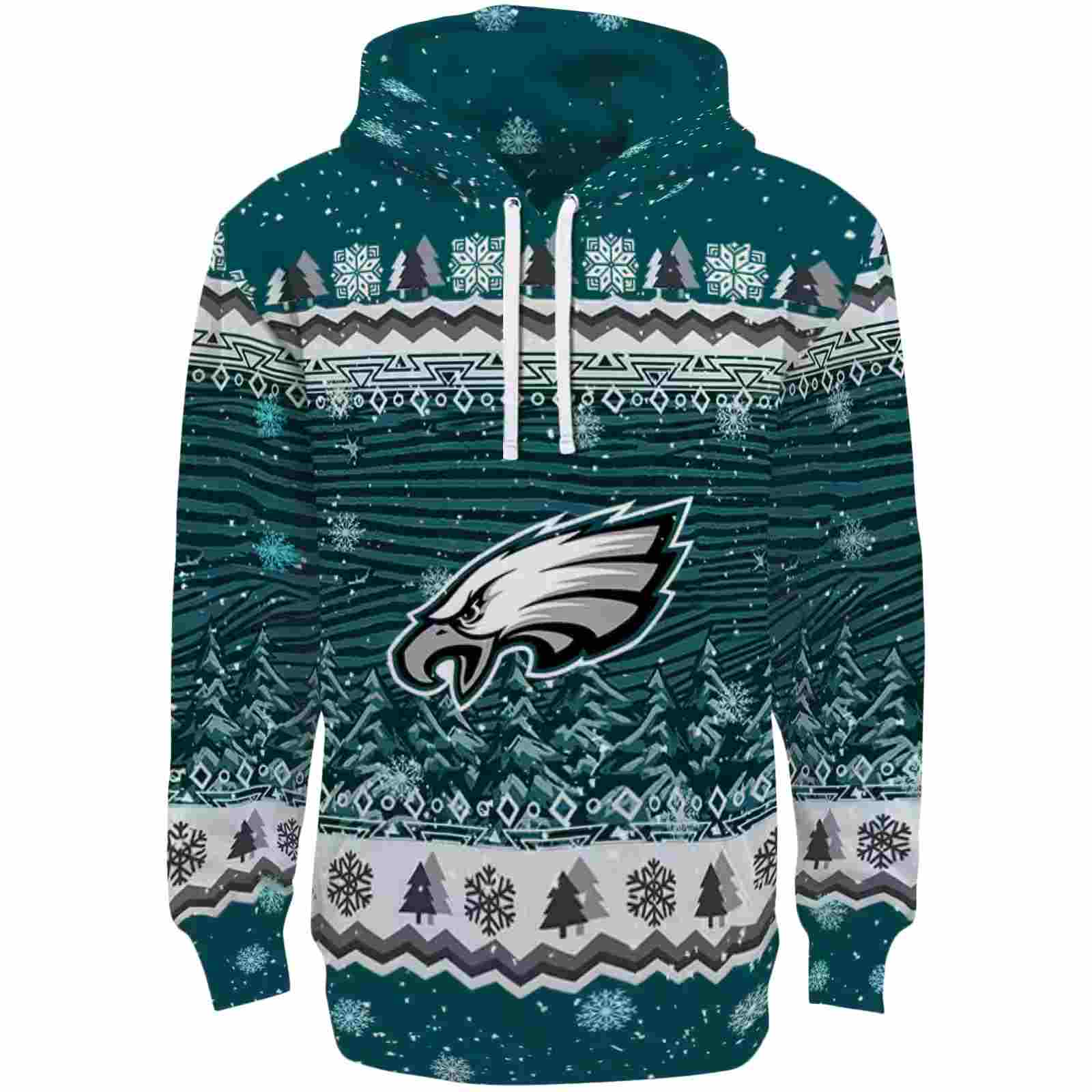 Philadelphia Eagles Christmas Trees Green Hoodie