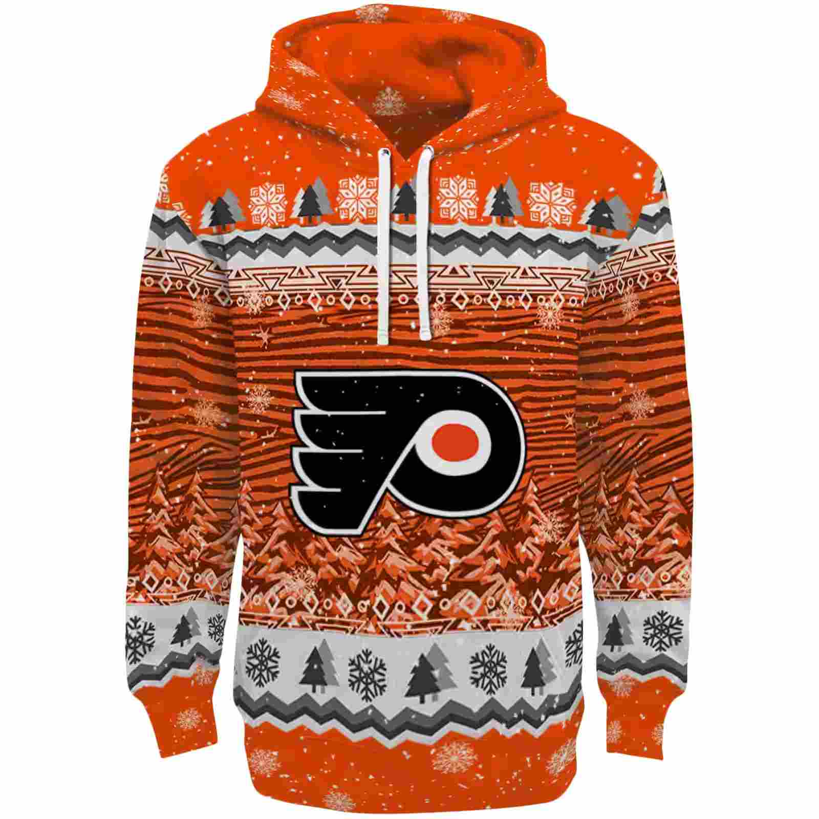 Philadelphia Flyers Christmas Trees Orange Hoodie