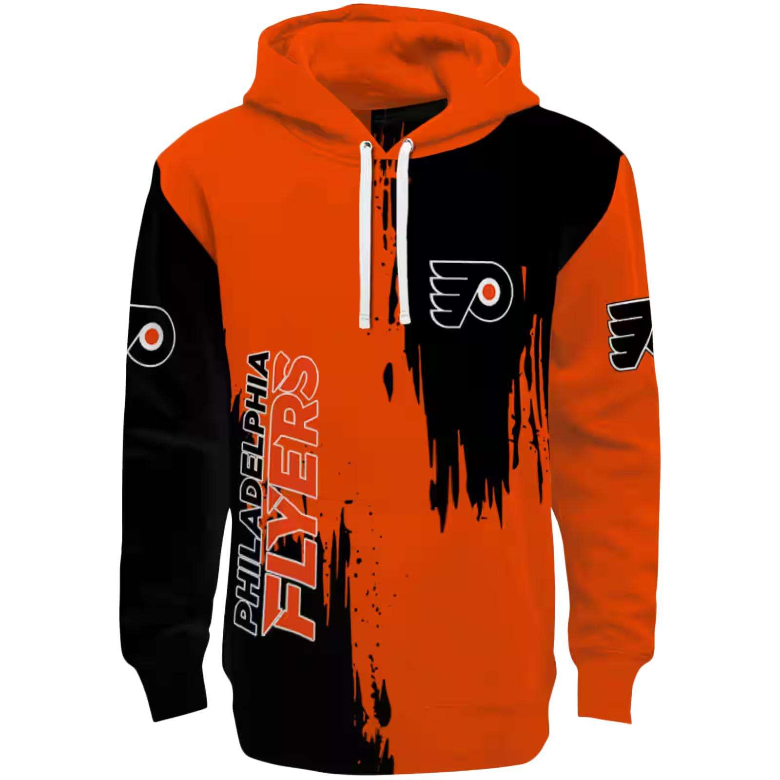 Philadelphia Flyers Splatter Effect Orange Hoodie