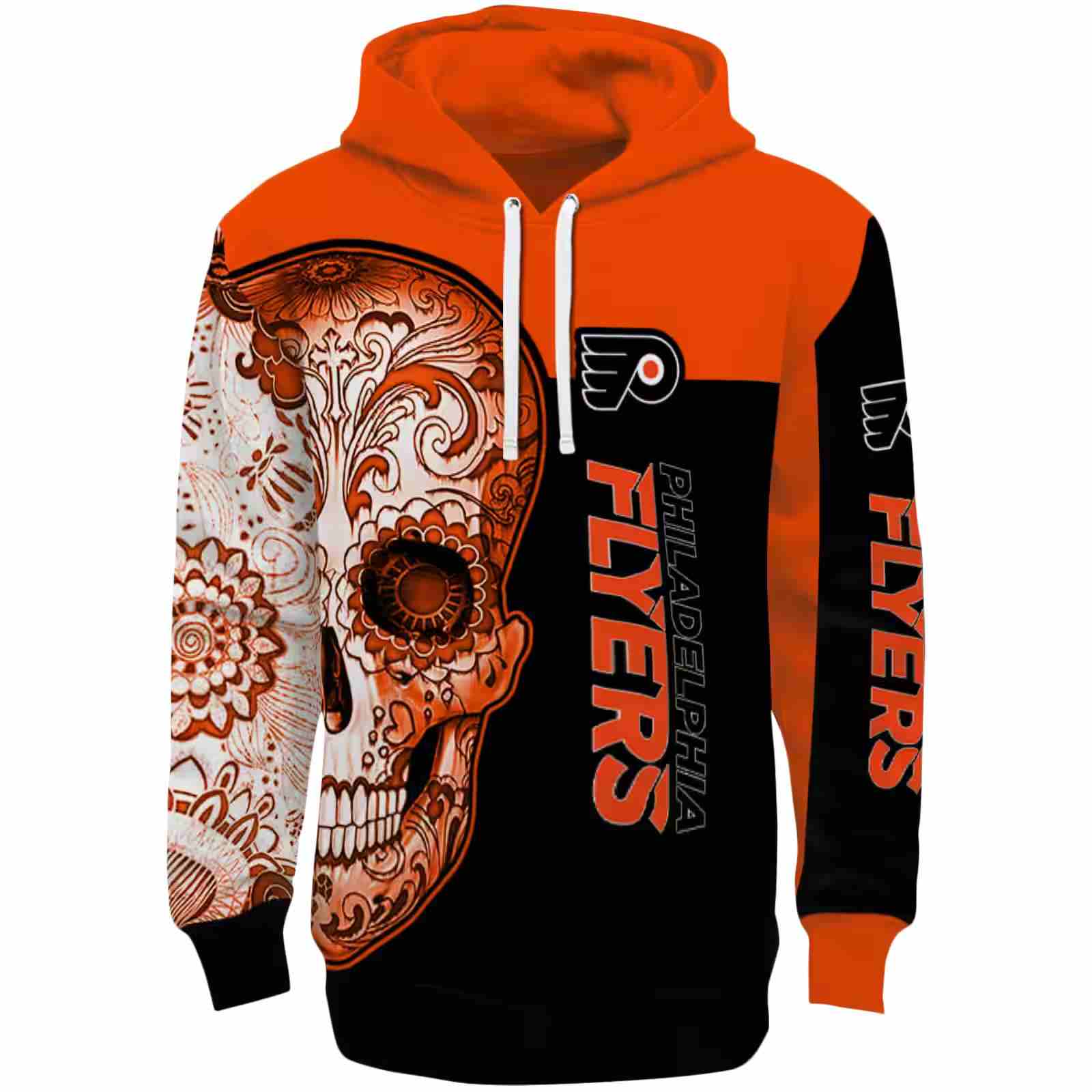 Philadelphia Flyers Sugar Skull Orange Black Hoodie