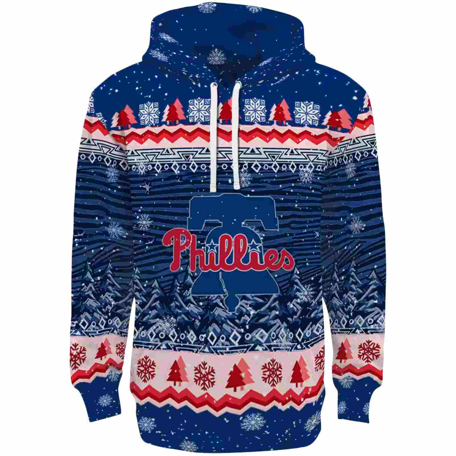 Philadelphia Phillies Christmas Trees Blue Hoodie